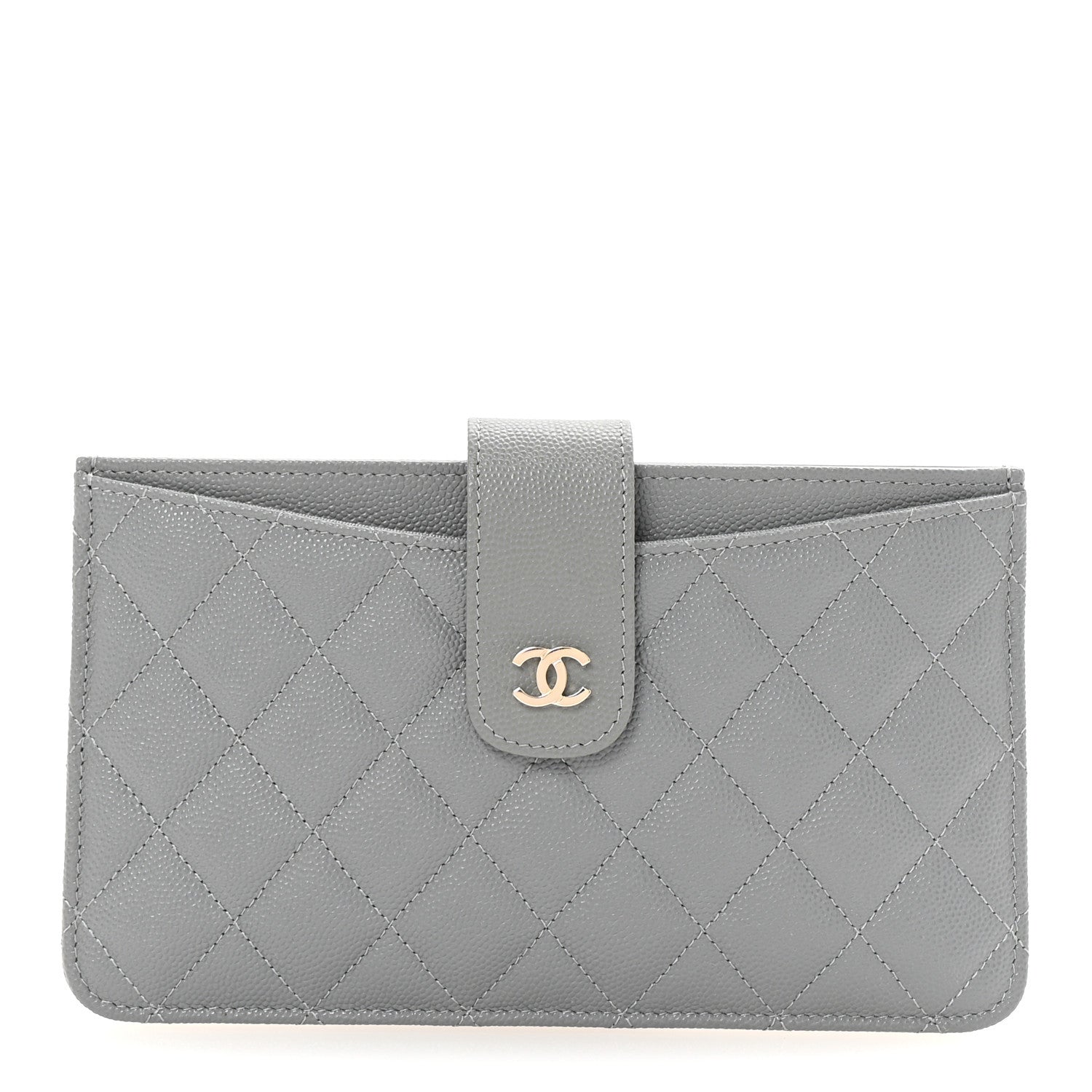 Caviar Quilted Classic Strap Pouch Grey