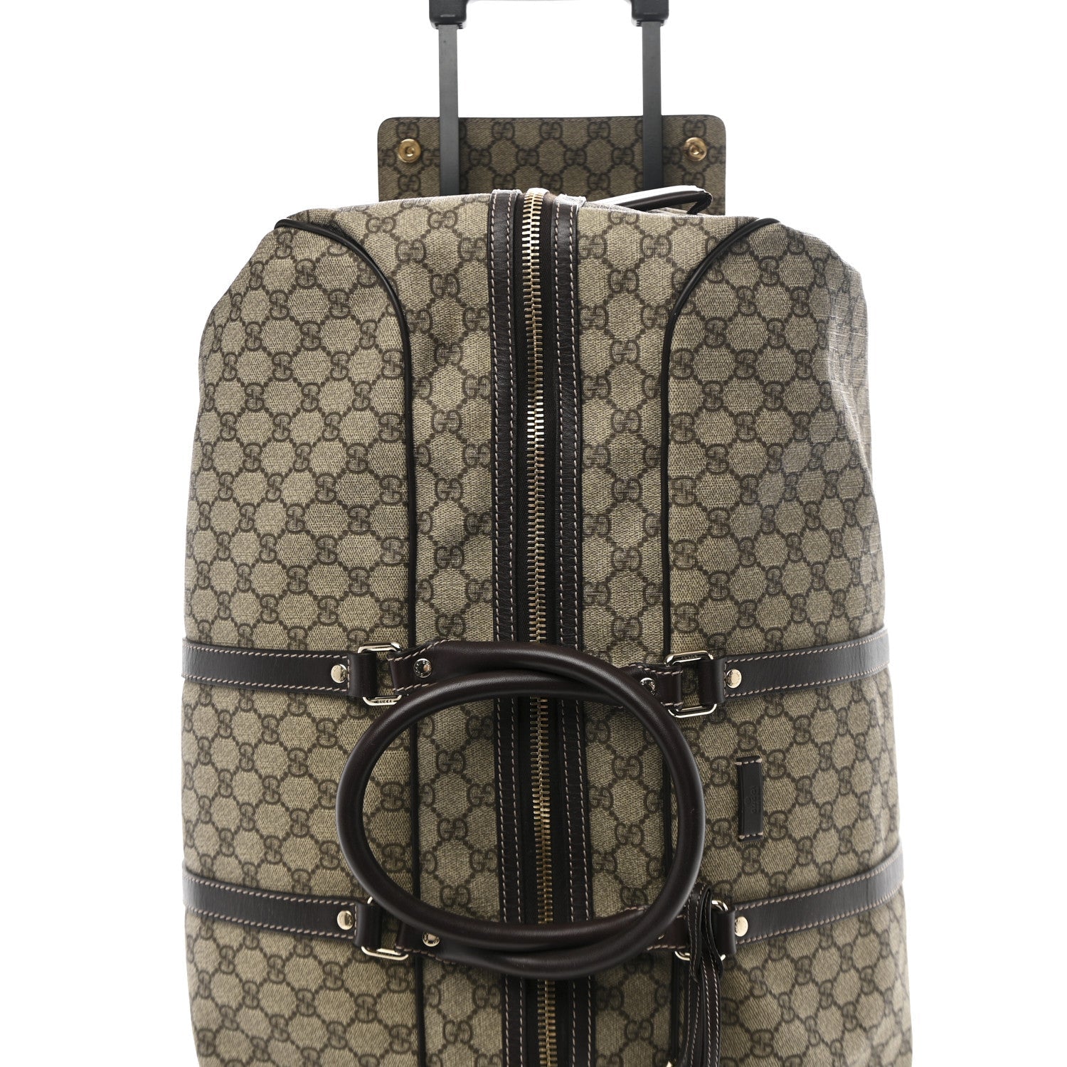 GG Plus Monogram Large Carry On Duffle Trolley Beige Ebony Cocoa Dark Chocolate