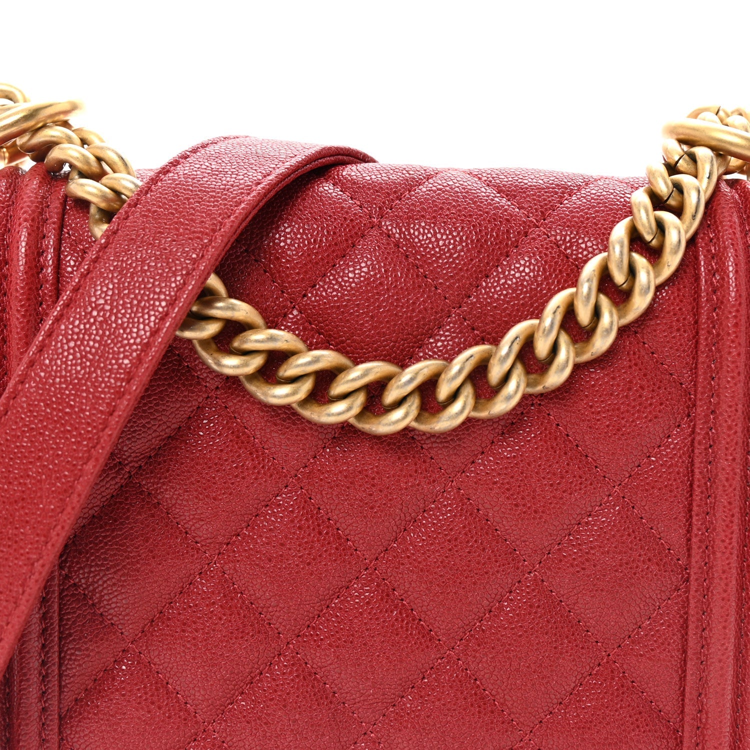 Caviar Quilted North South Boy Flap Red