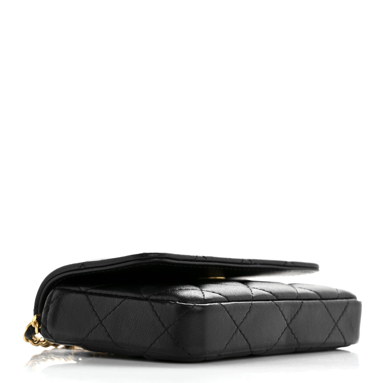 Lambskin Enamel Quilted Coco Hearts Clutch With Chain Black