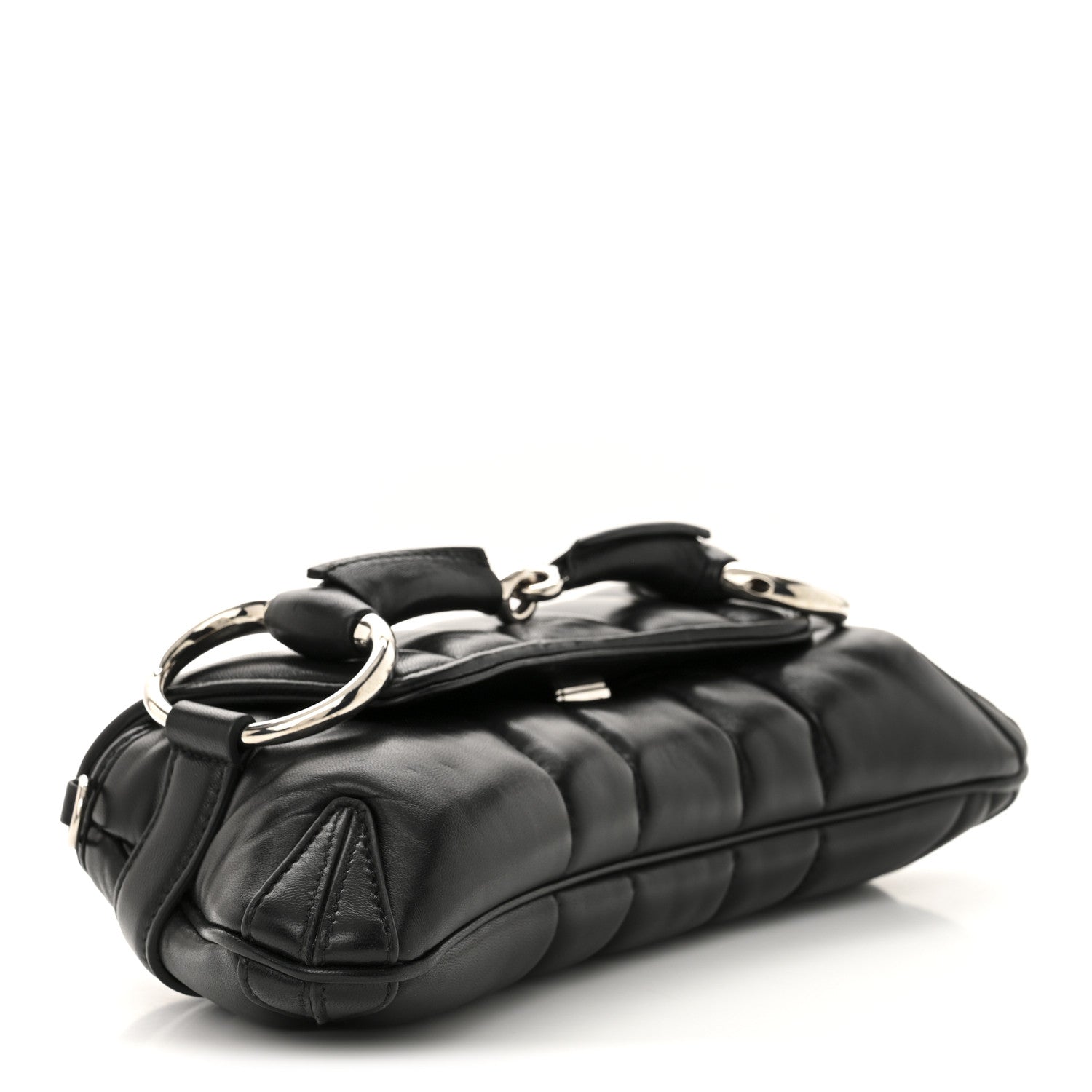 Nappa Vertical Matelasse Small Maxi Horsebit Chain Shoulder Bag Black