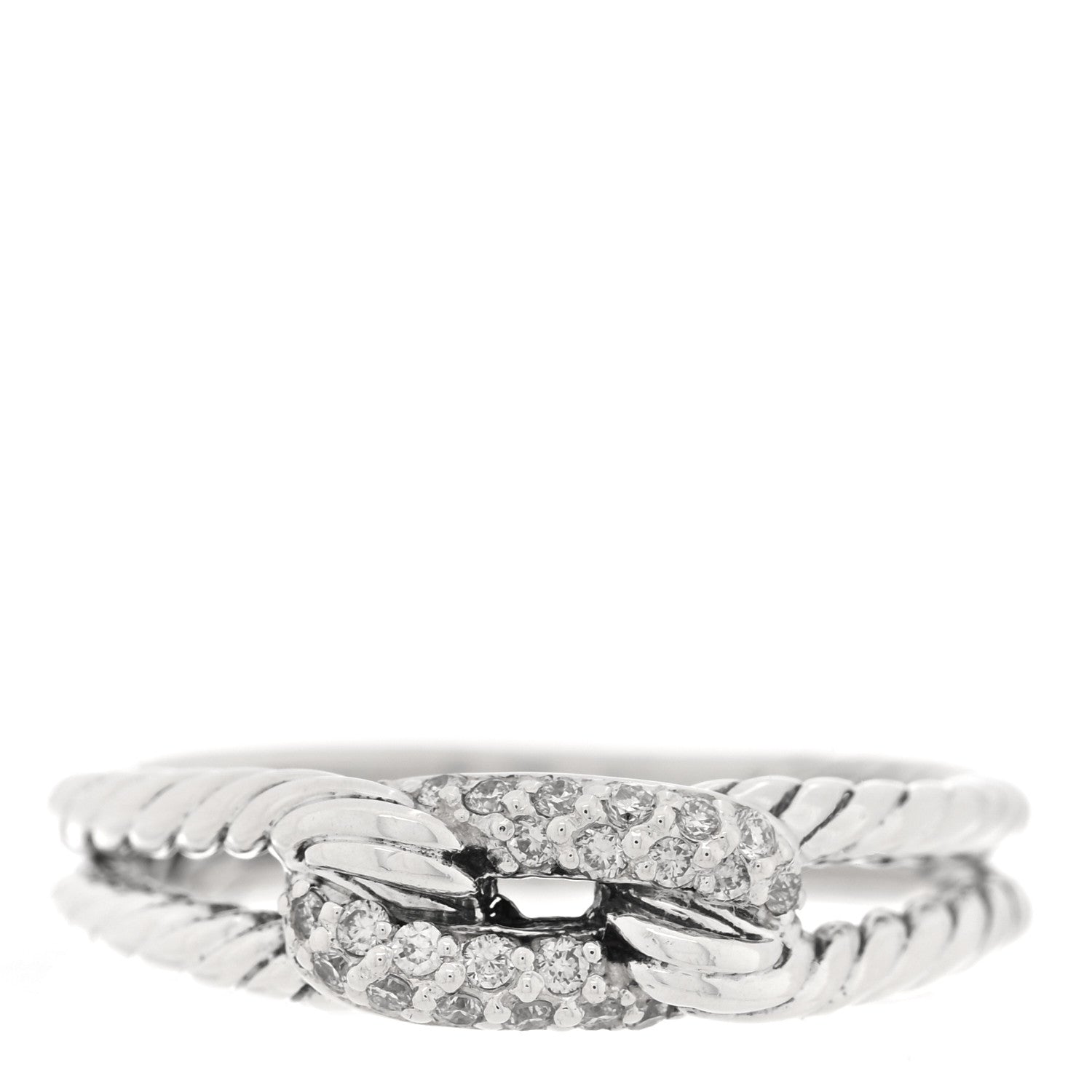 Sterling Silver Diamond Pave Petite Single Loop Labyrinth Ring 54 6.75