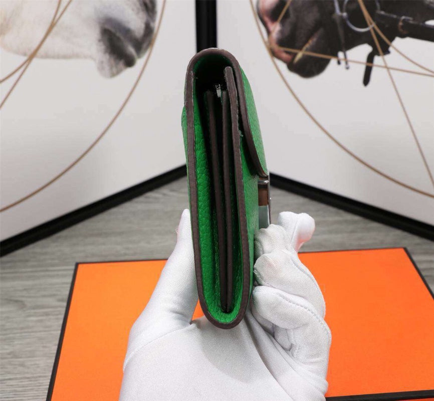 HM CLUTCH CONSTANCE 20.5 GREEN CALFSKIN SILVER HARDWARE