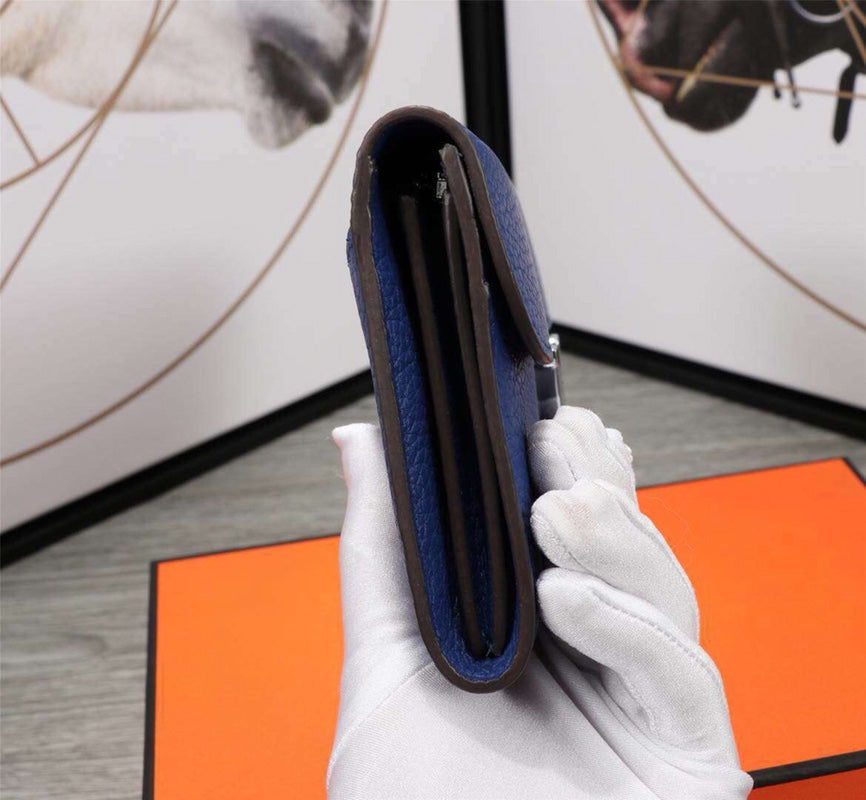 HM CLUTCH CONSTANCE 20.5 COBALT CALFSKIN SILVER HARDWARE