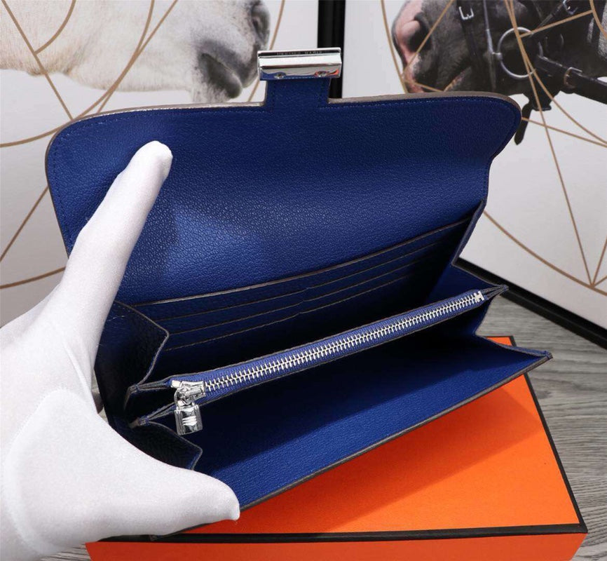 HM CLUTCH CONSTANCE 20.5 COBALT CALFSKIN SILVER HARDWARE