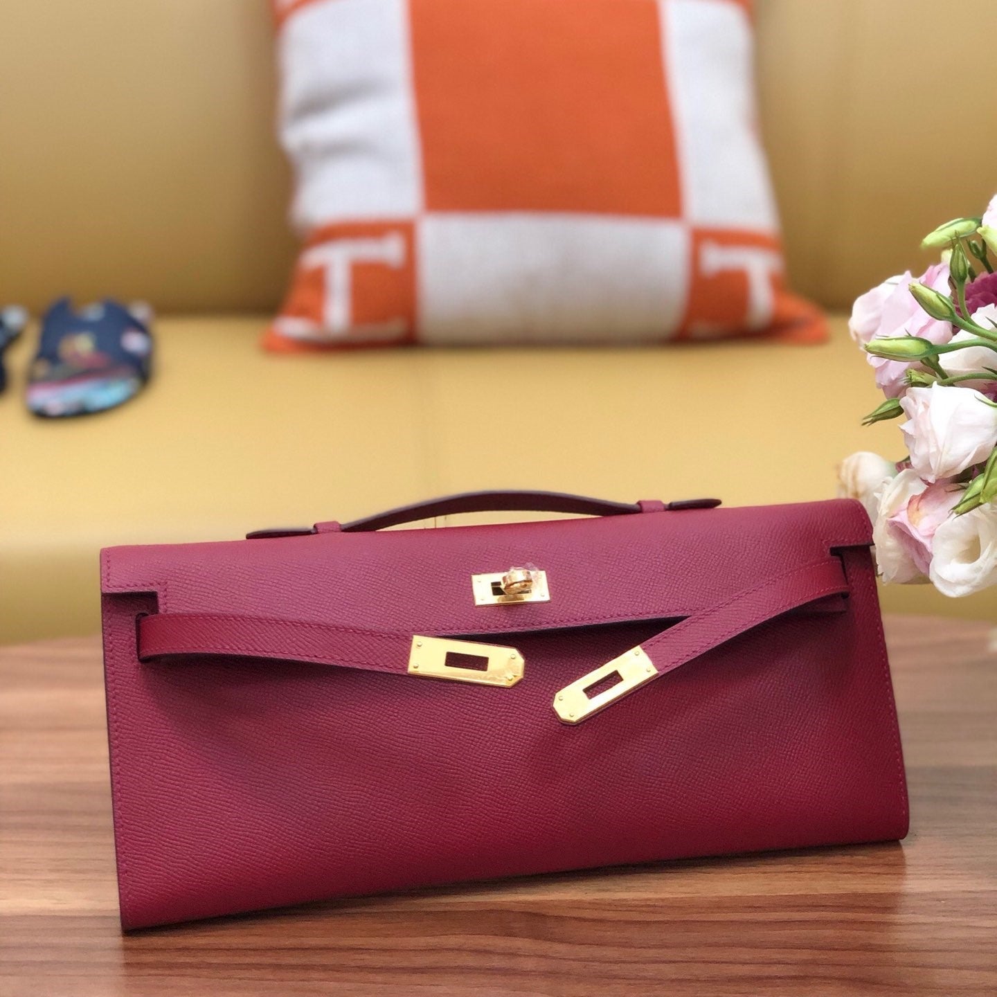 HM Kelly Cut 31cm Brick Swift Leather Ghw