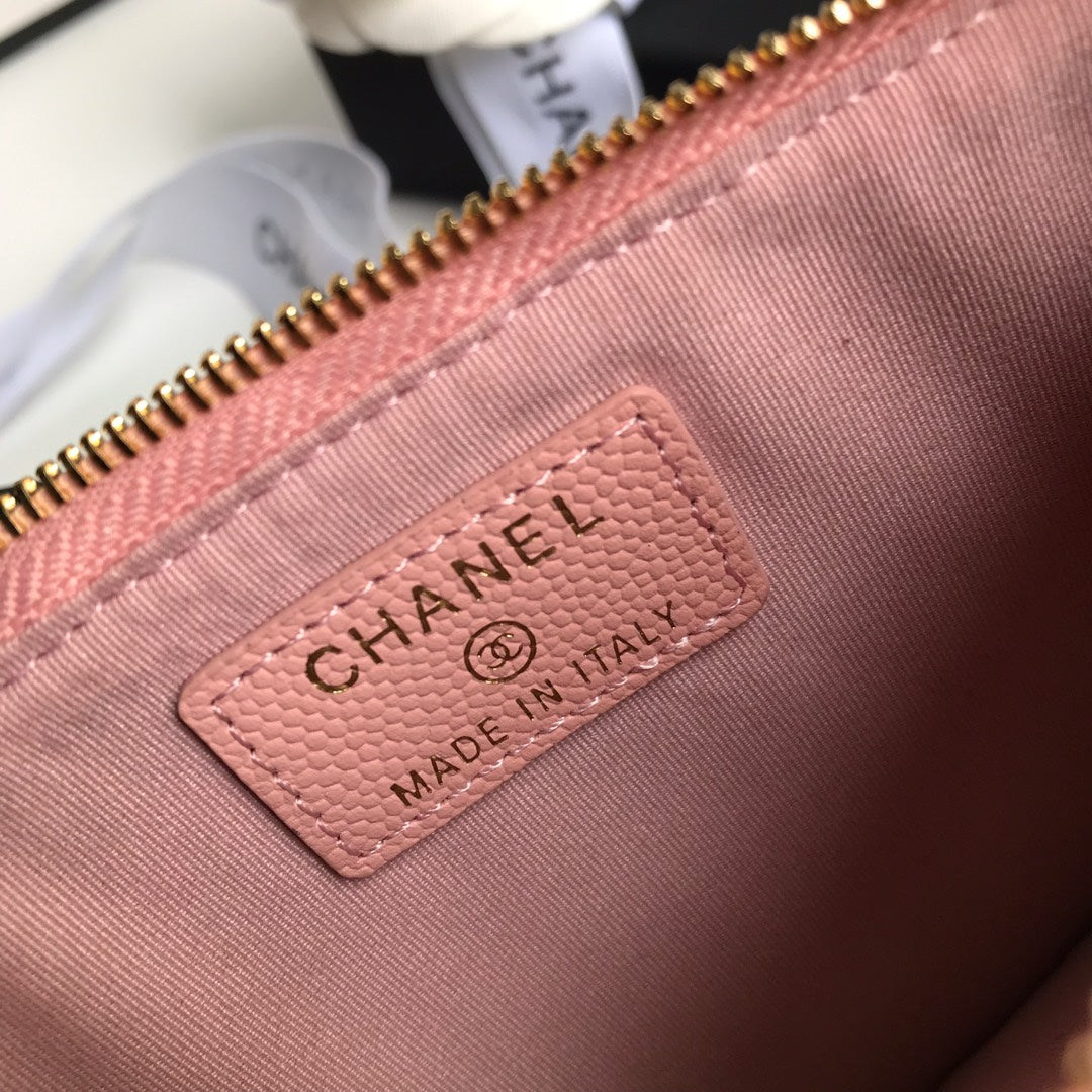 CC MOBILE PURSE 19.5 PEACH GRAINED CALFSKIN GOLD ICON