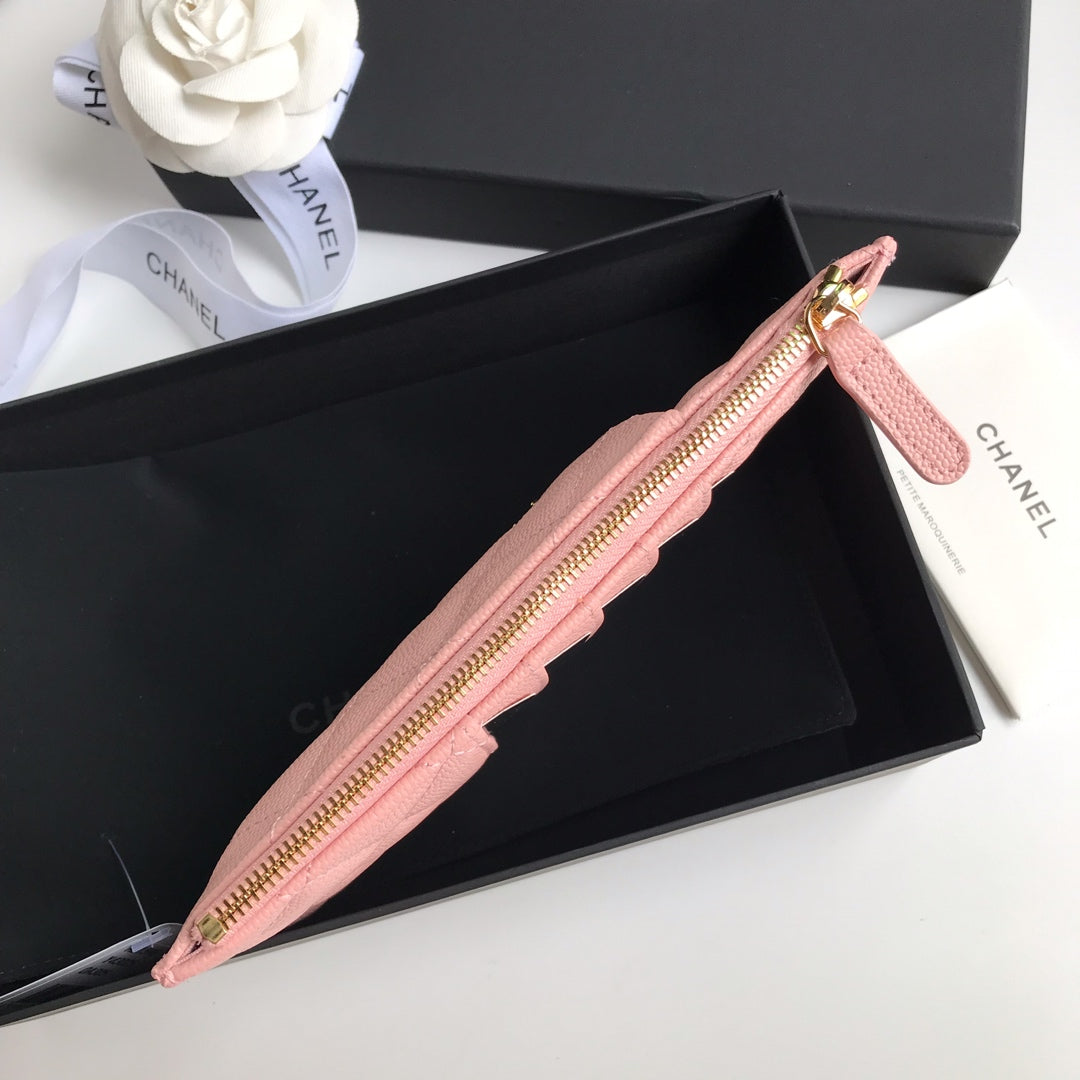 CC MOBILE PURSE 19.5 PEACH GRAINED CALFSKIN GOLD ICON