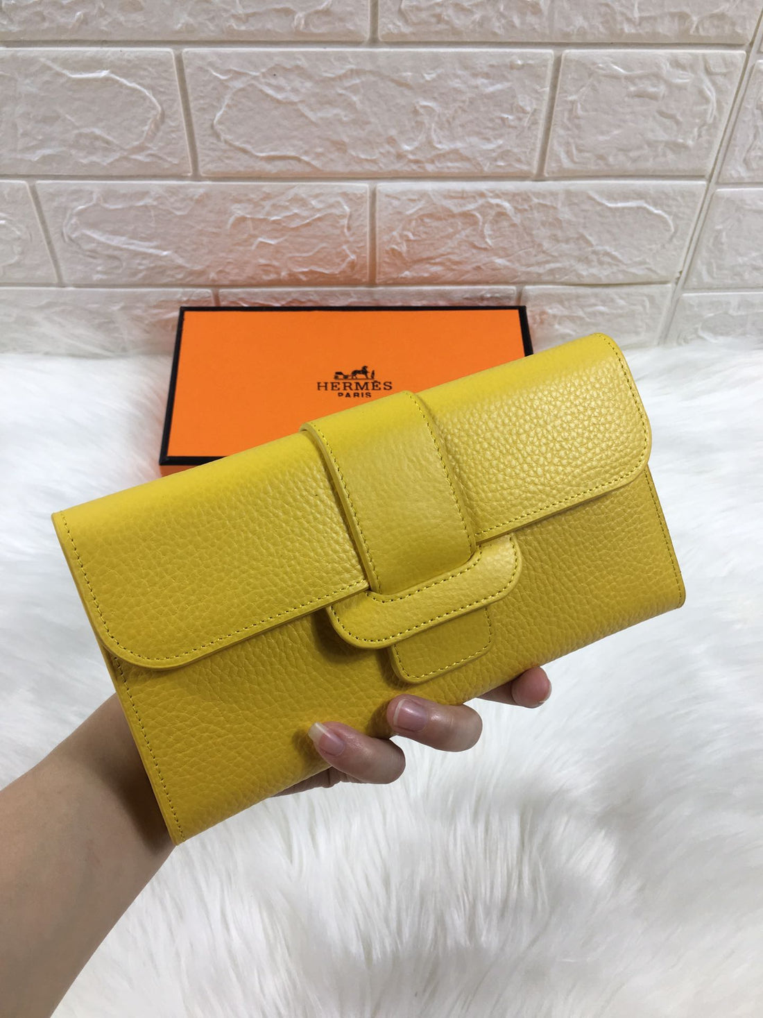 HM SNAP LOCK WALLET 19.5 LEMON GRAINED CALFSKIN