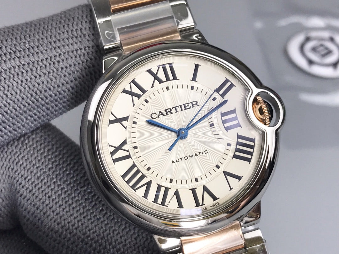 Cartier Balloon 36mm Silver Pink Gold Stainless Steel