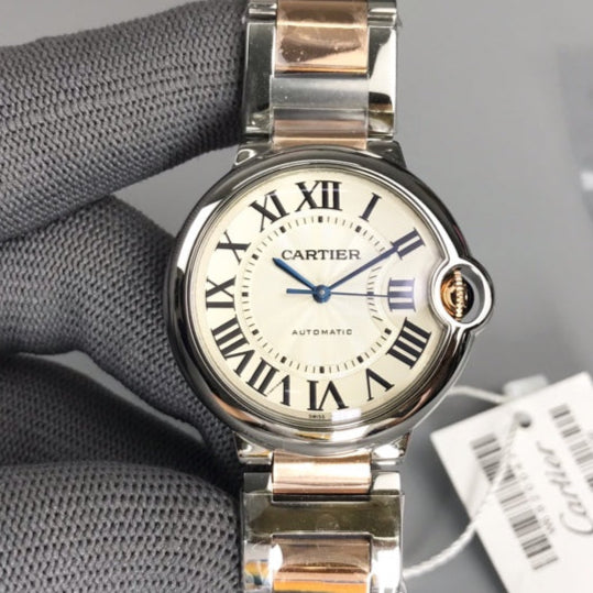 Cartier Balloon 36mm Silver Pink Gold Stainless Steel
