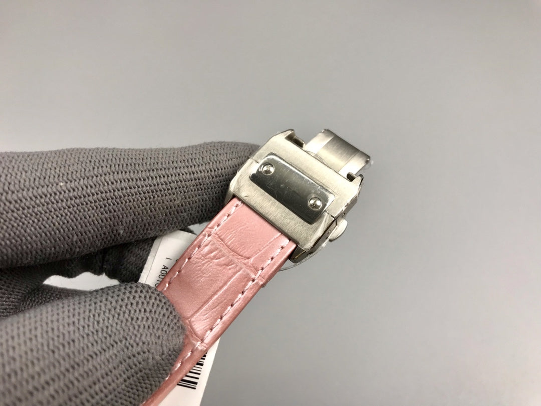 Cartier Santos 100 36mm Silver Pink Leather