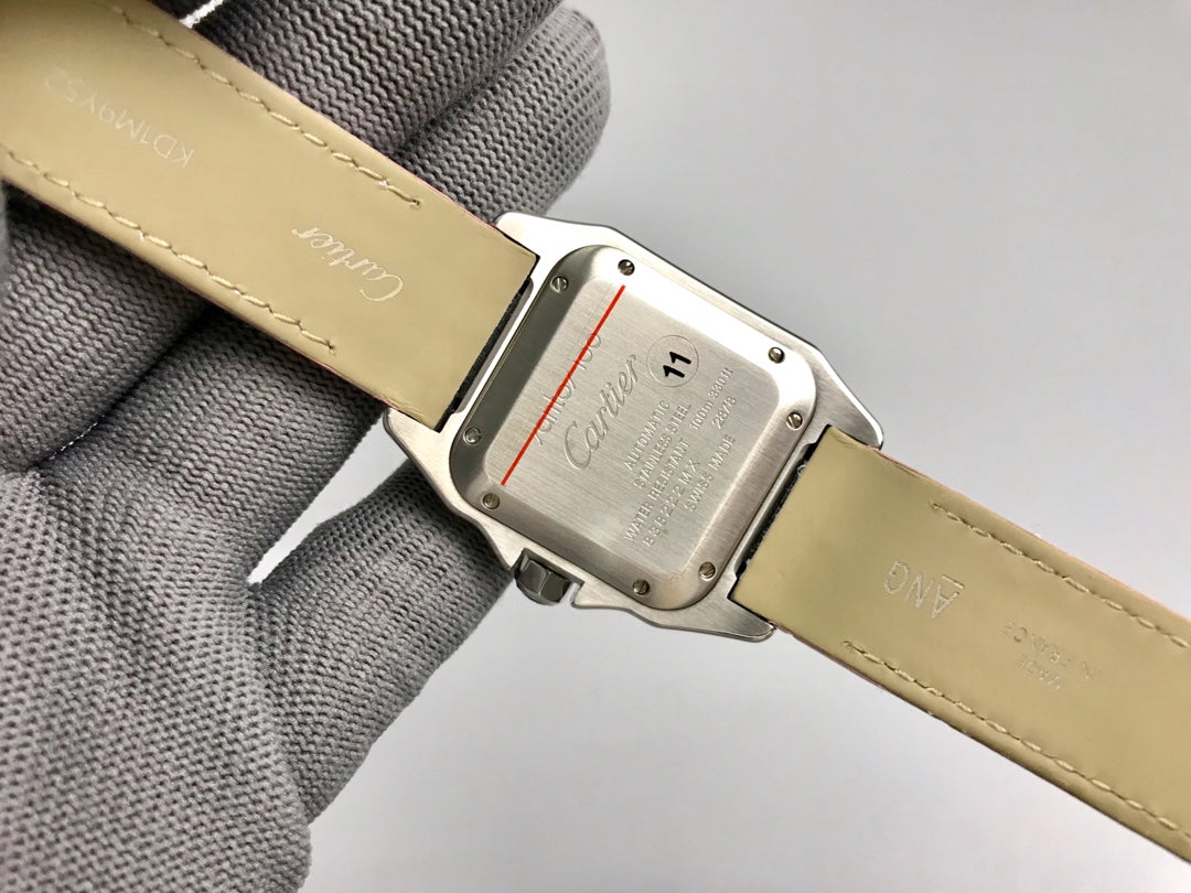 Cartier Santos 100 36mm Silver Pink Leather