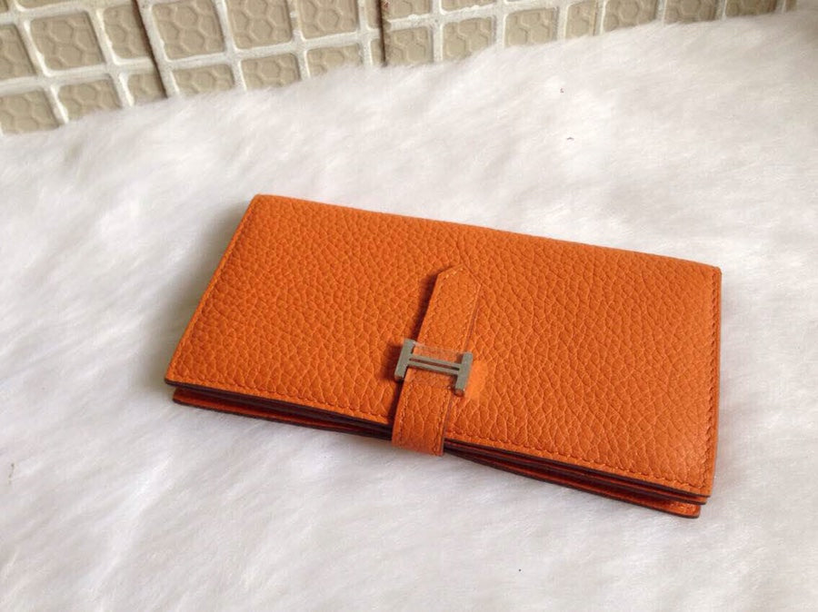 HM BEARN WALLET 17.5 ORANGE TOGO SILVER HARDWARE