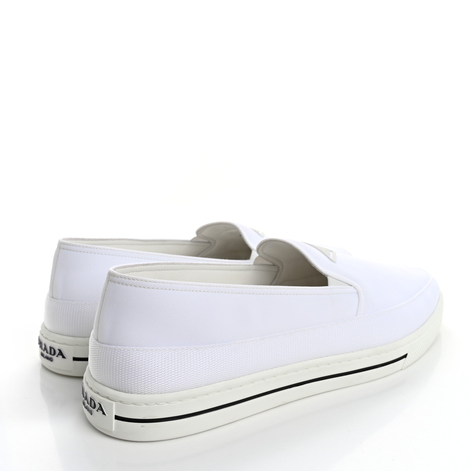 Technical Nylon Triangle Logo Mens Slip On Sneakers 11 White