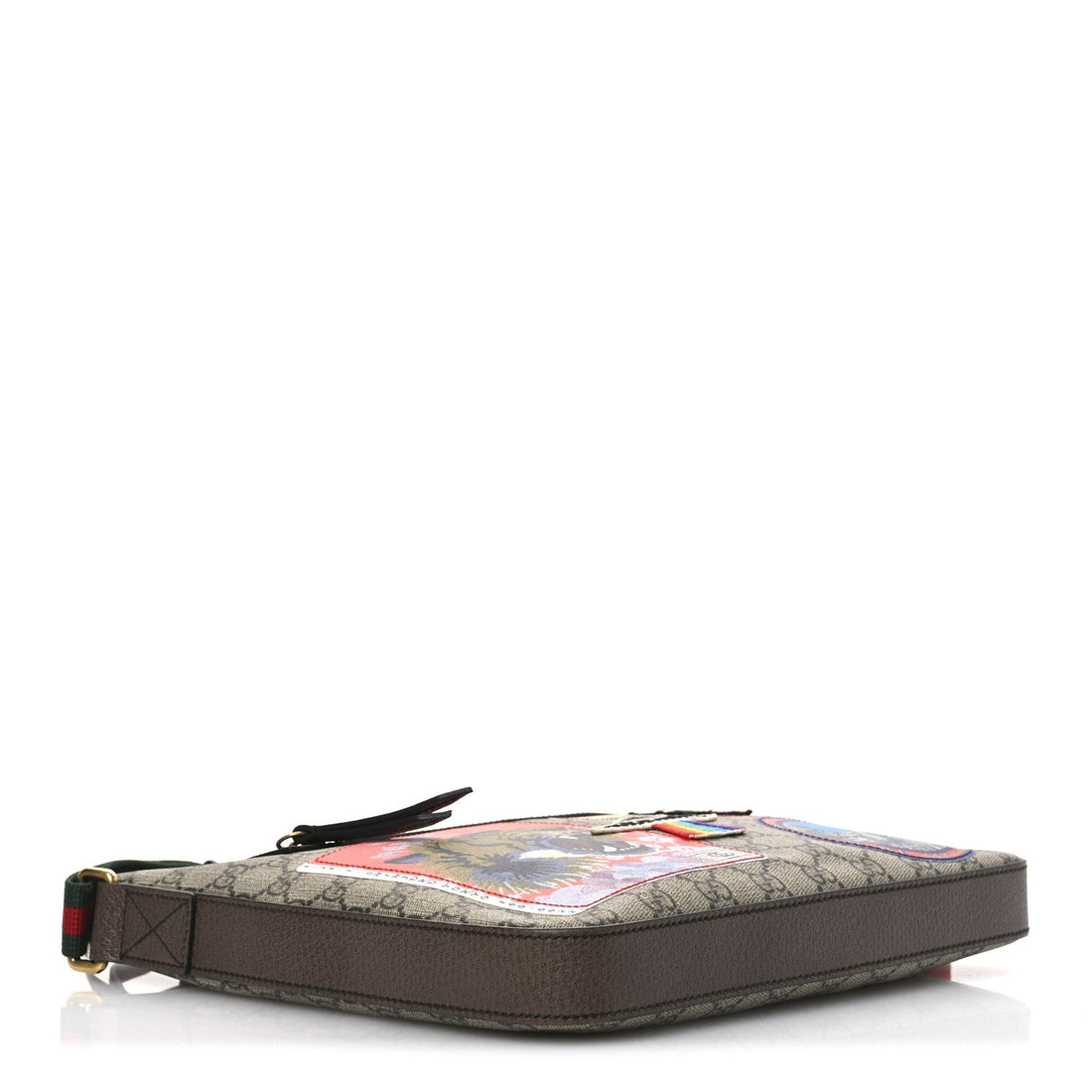 Soft GG Supreme Monogram Courrier Web Medium Flat Messenger Bag Beige New Acero Multicolor