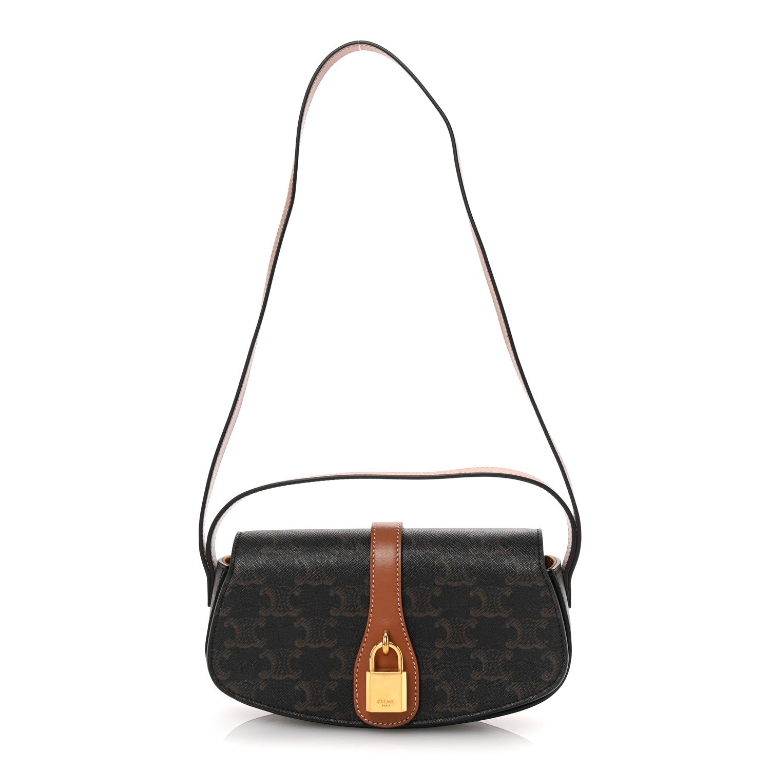 Triomphe Canvas Calfskin Tabou Clutch on Strap Tan