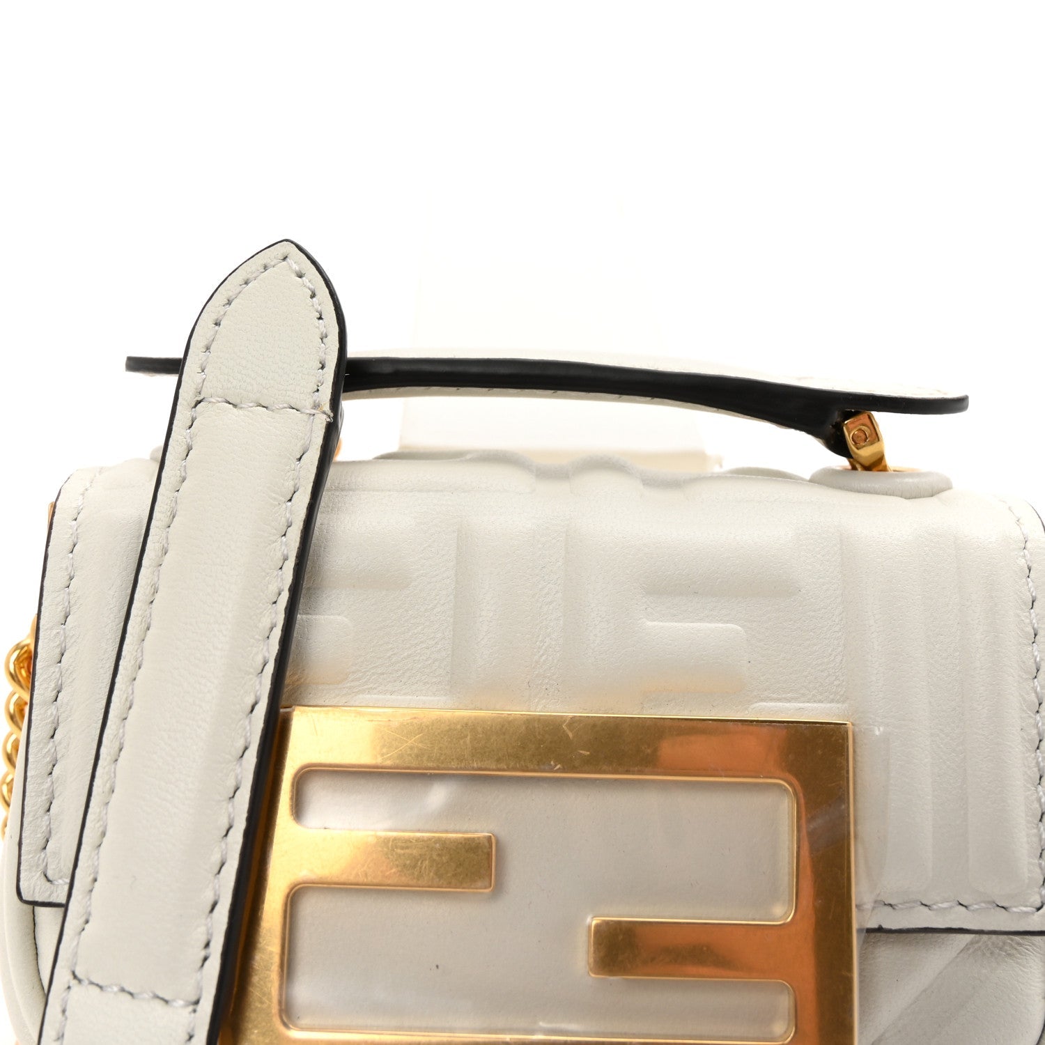 Nappa Matisse FF Embossed Nano Chain Baguette White