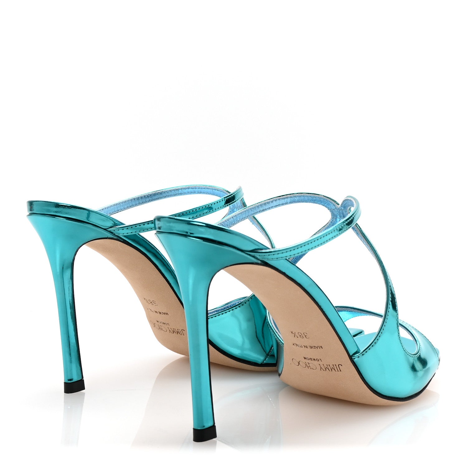 Metallic Calfskin Anise 95 Sandals 38.5 Malibu