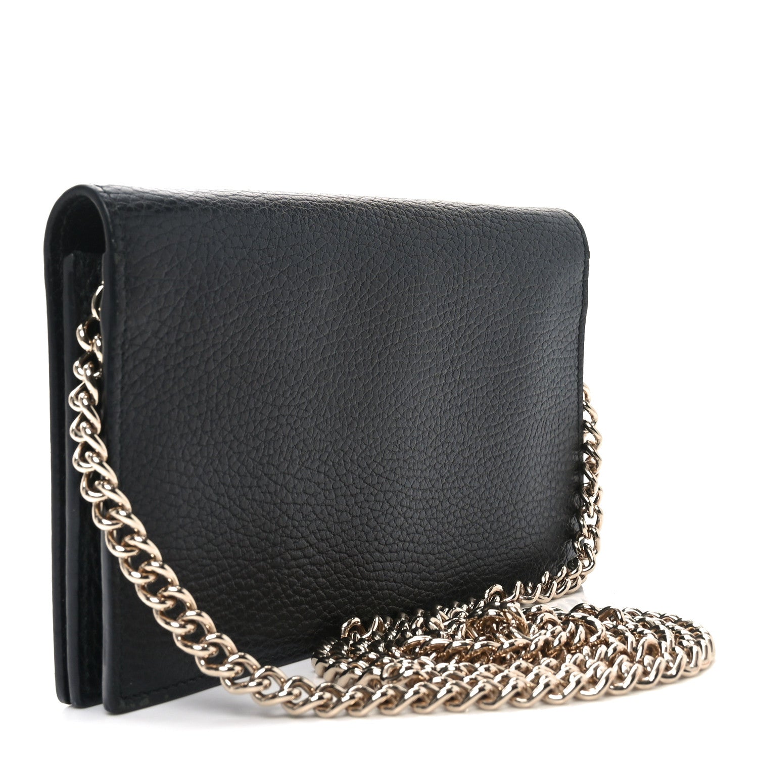 Dollar Calfskin Medium Betty Chain Wallet Black