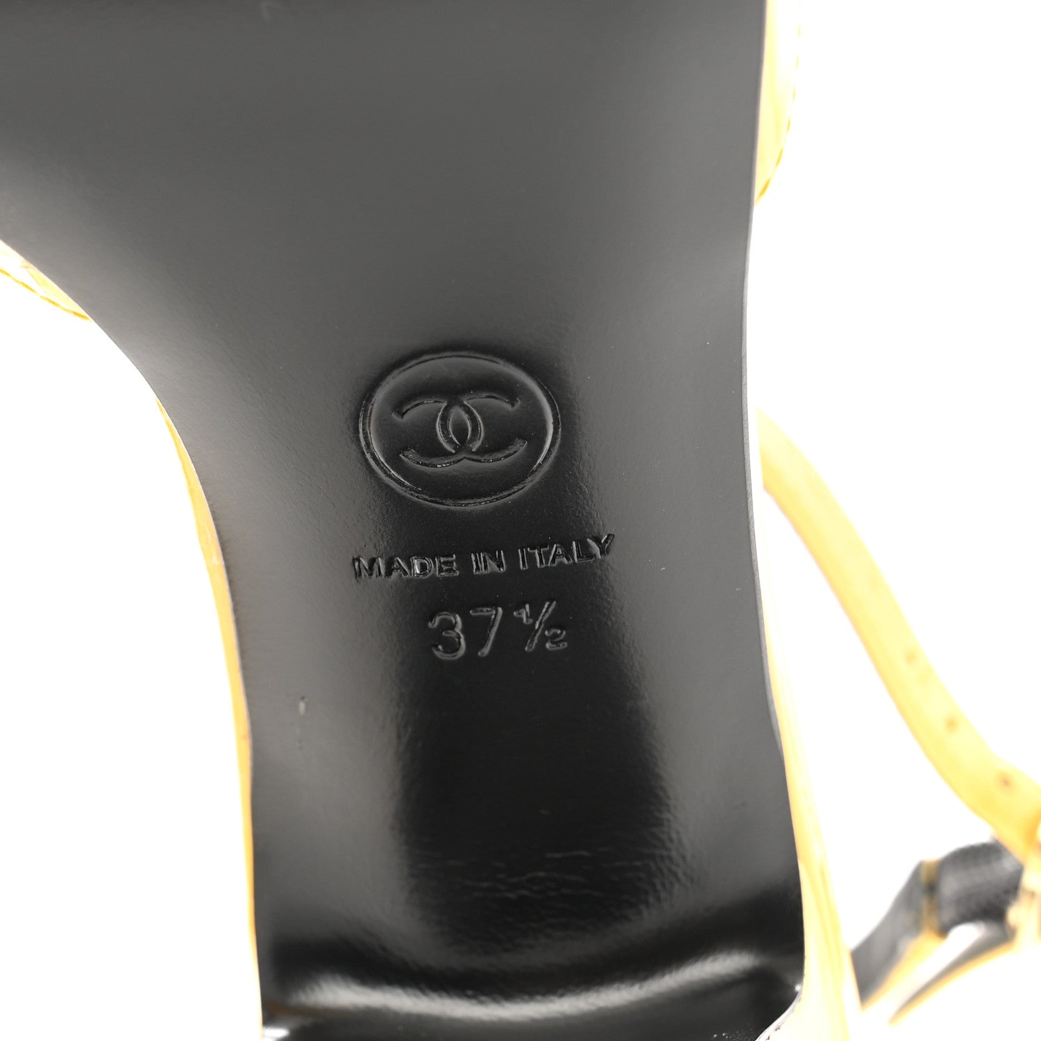 Patent CC Ankle Strap Sandals 37.5 Yellow