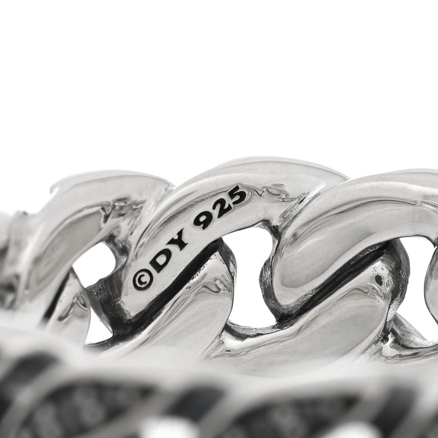 Sterling Silver Black Diamond 8mm Curb Chain Ring 61 9.5