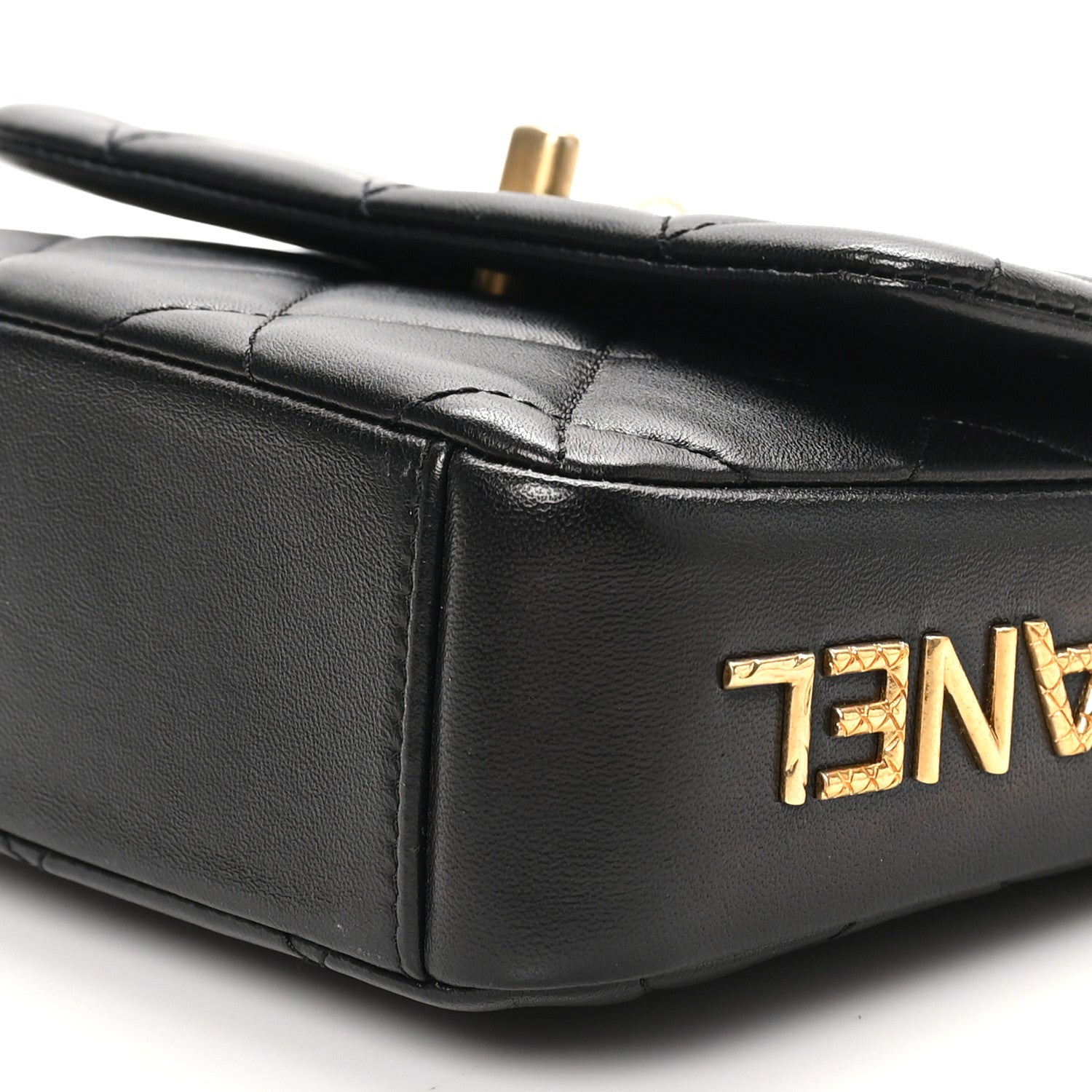 Lambskin Quilted Mini Side Note Flap Black