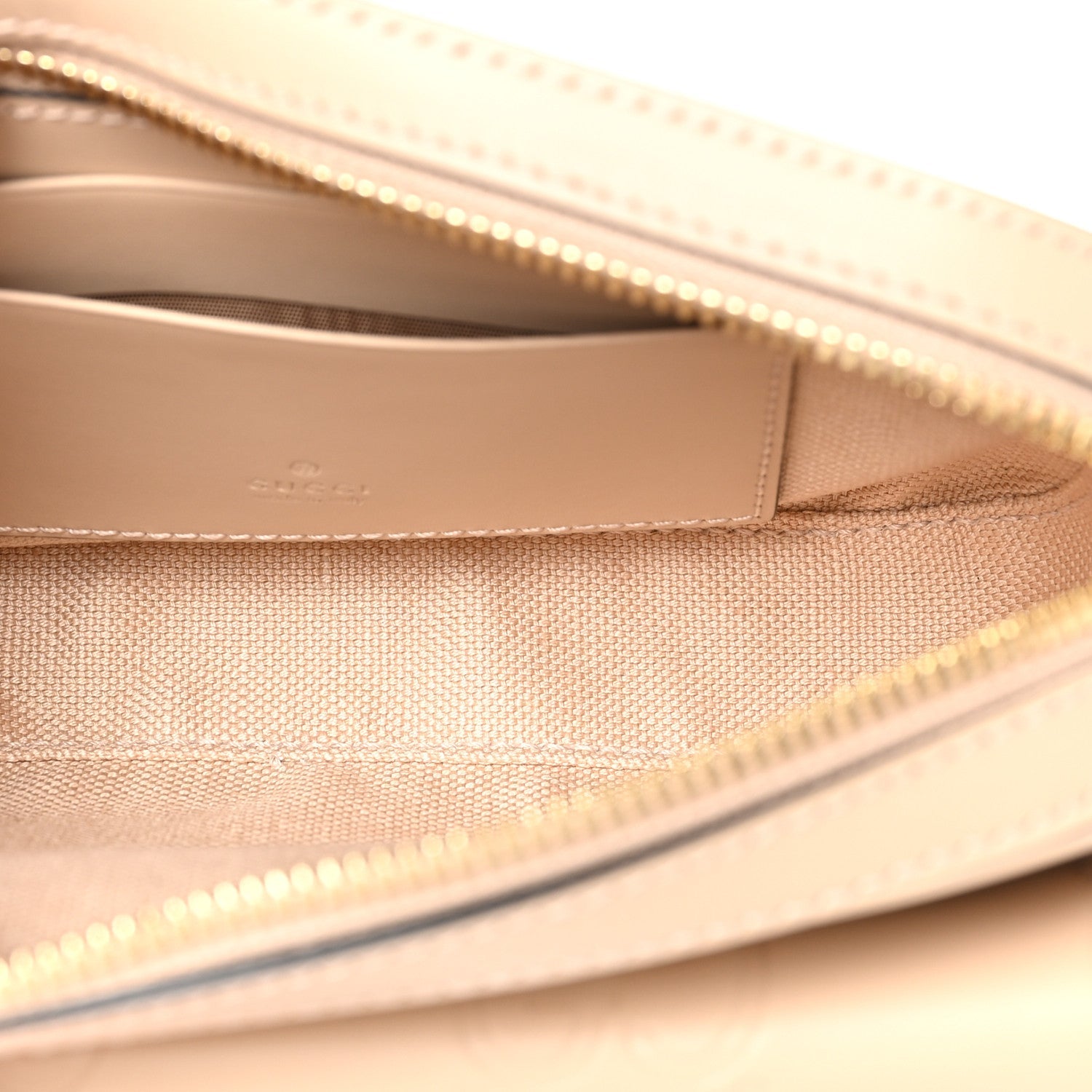 Calfskin GG Super Mini Debossed Chain Wallet Light Beige