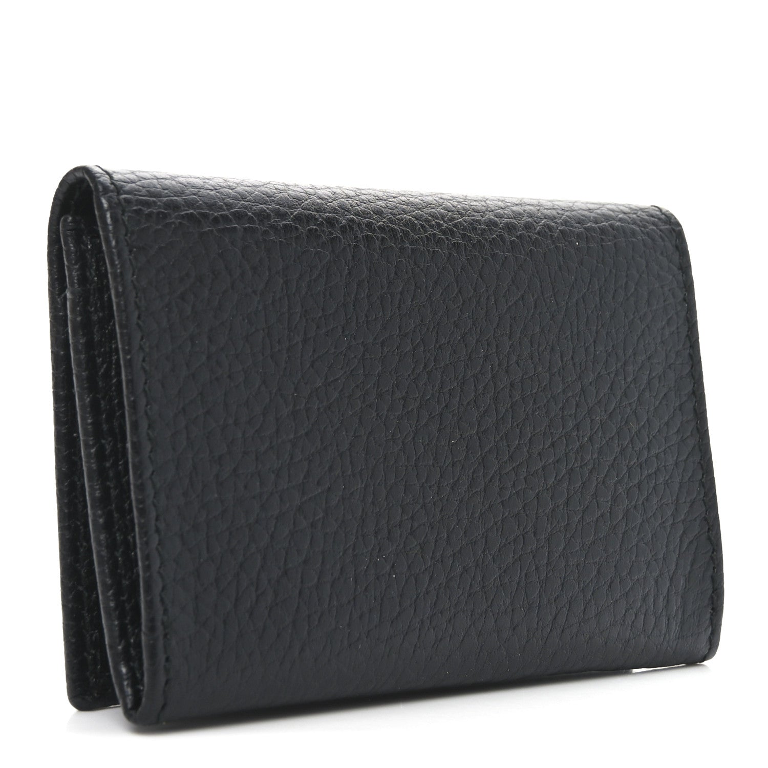Pebbled Calfskin GG Marmont Card Case Black
