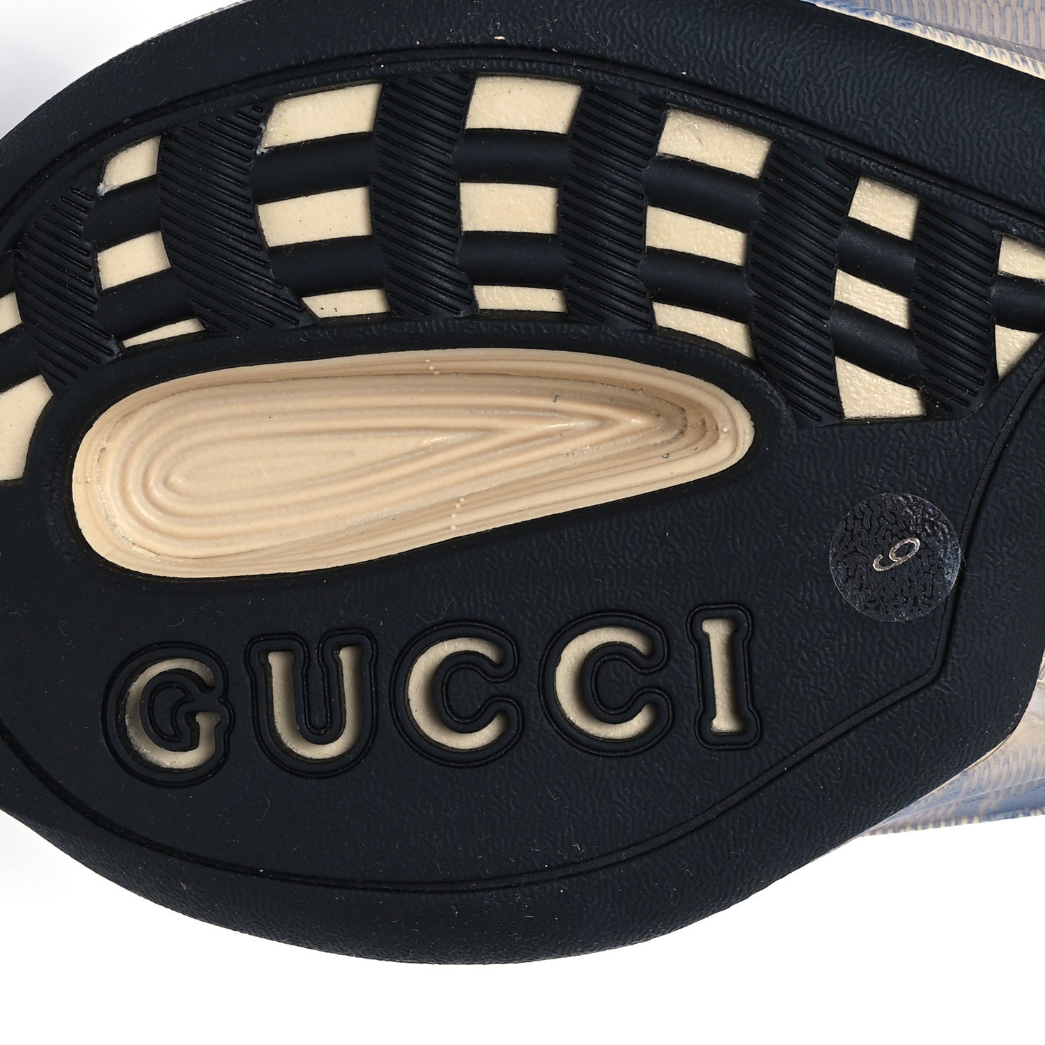 Ultralight Plume Calfskin Monogram Printed Mens Gucci Run Sneakers 9 Beige Blue