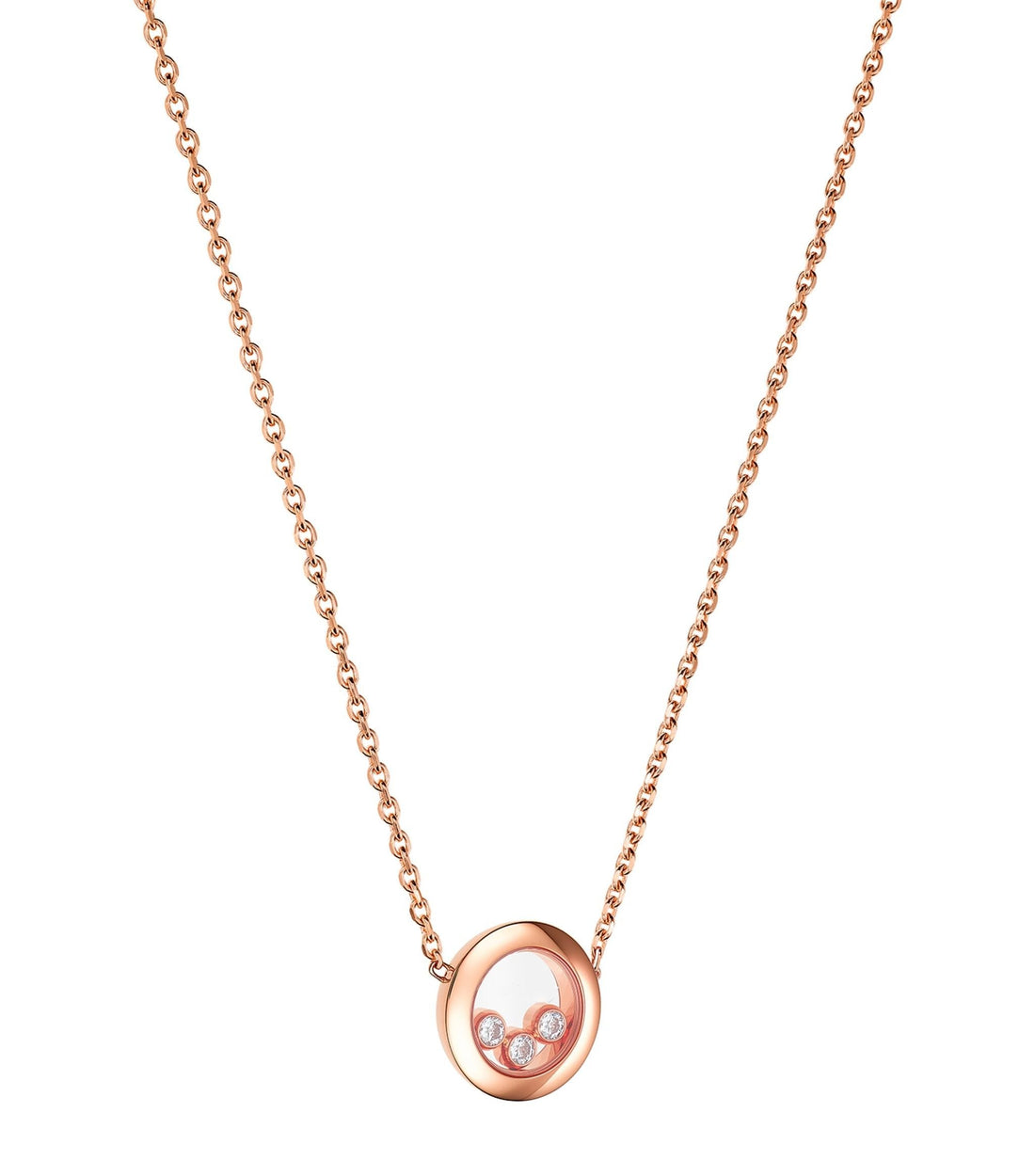 HAPPY PEDANT PINK GOLD 3 DIAMOND NECKLACE