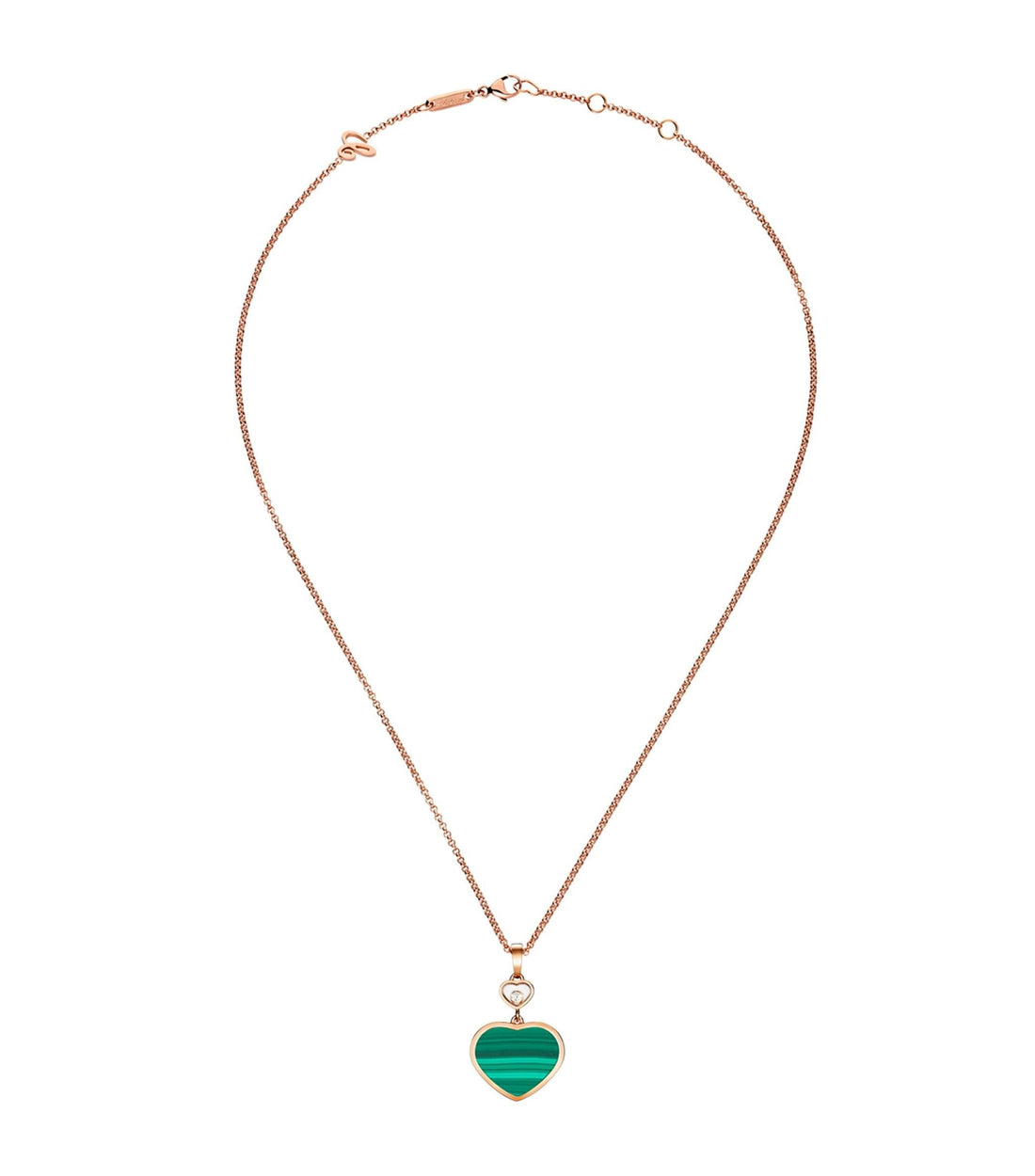 HAPPY HEART MALACHITE NECKLACE PINK GOLD DIAMOND