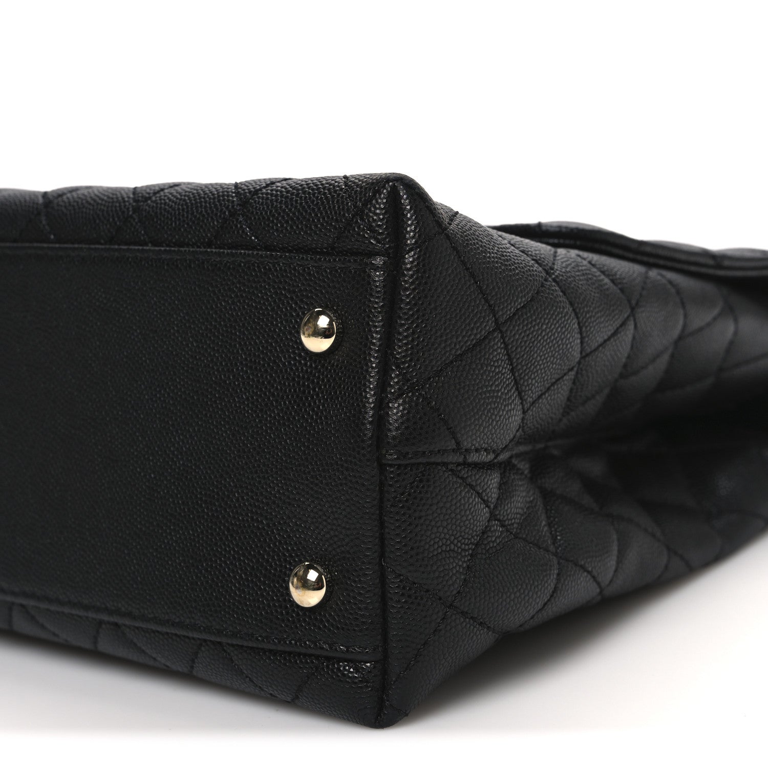 Caviar Lizard Quilted Medium Coco Handle Flap Black
