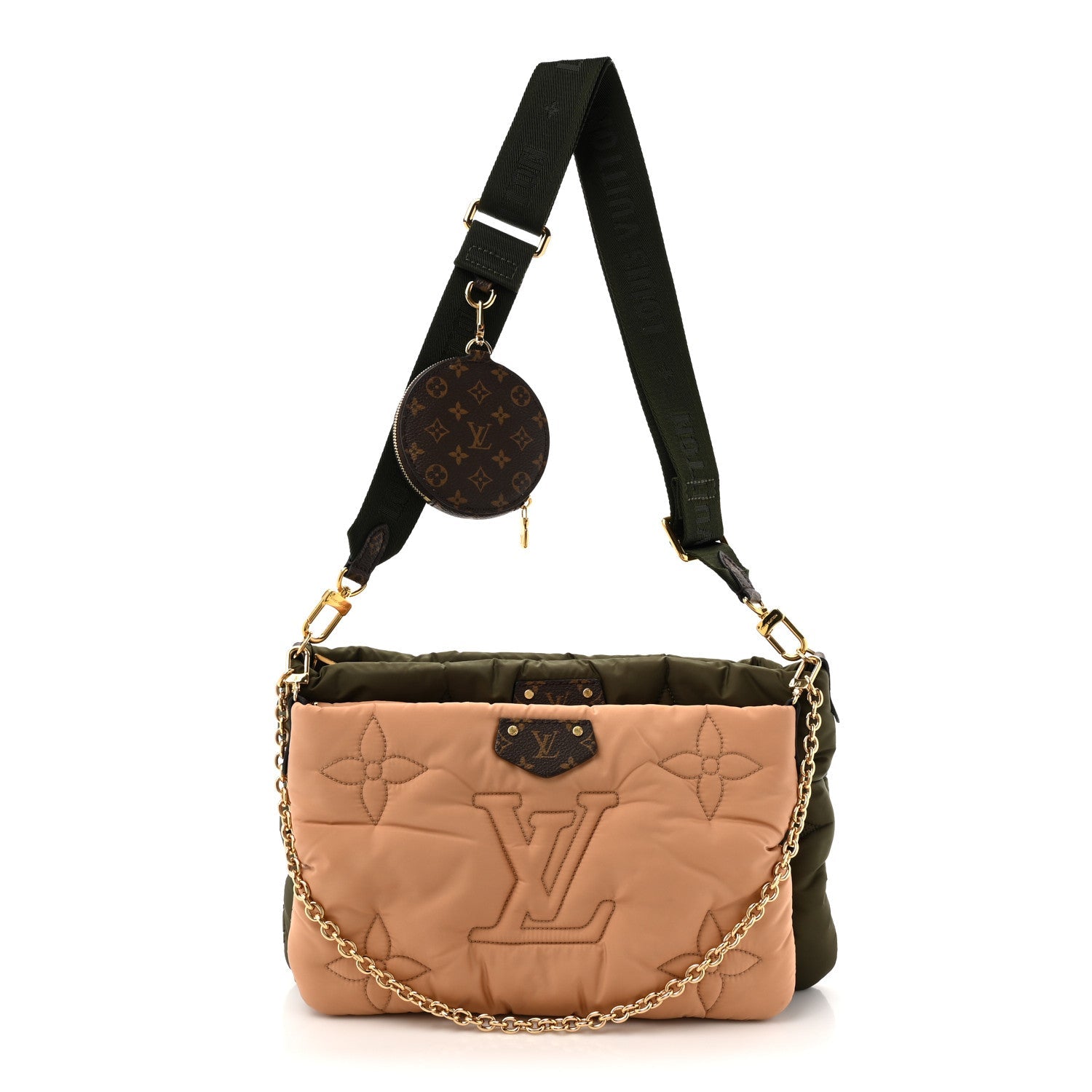 Econyl Monogram Pillow Maxi Multi Pochette Accessories Kaki Beige