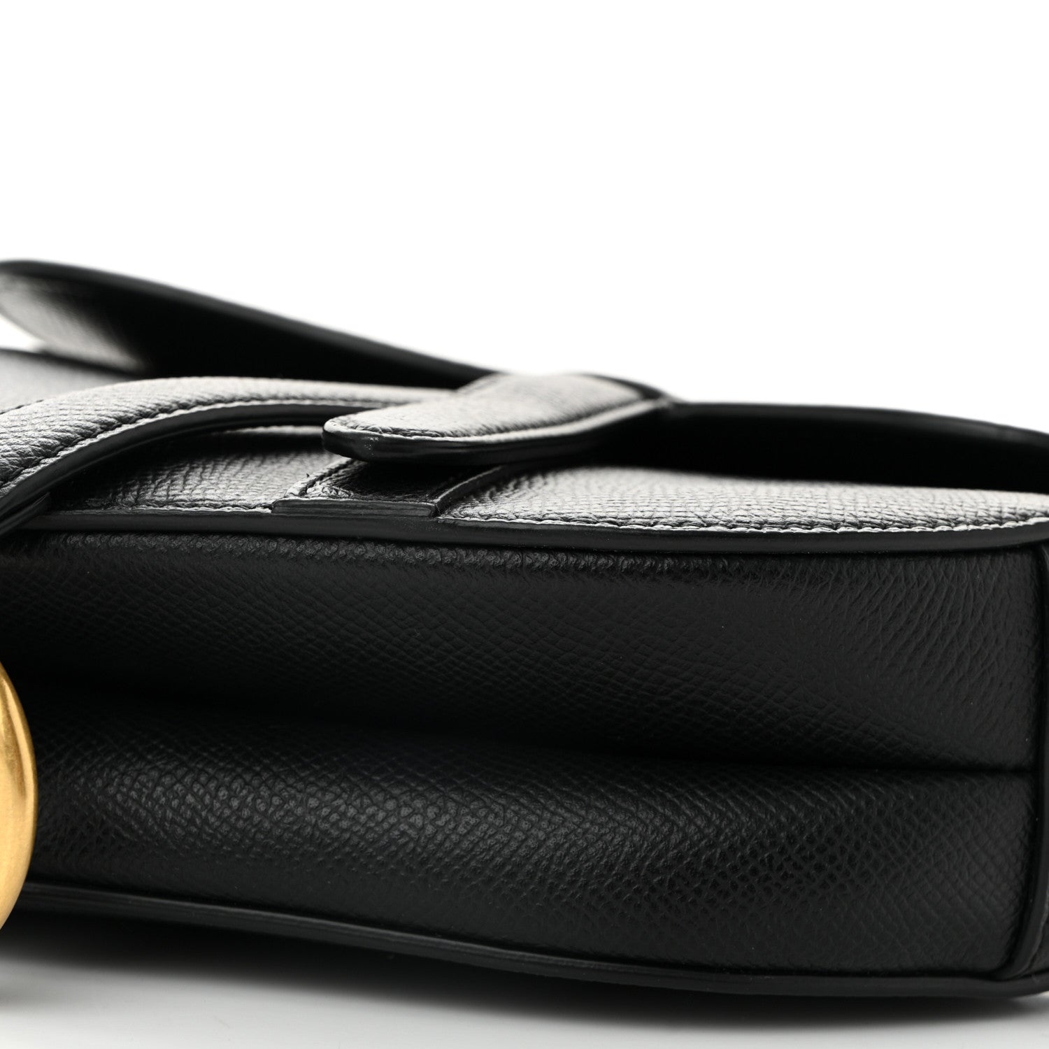 Grained Calfskin Mini Saddle Bag Black