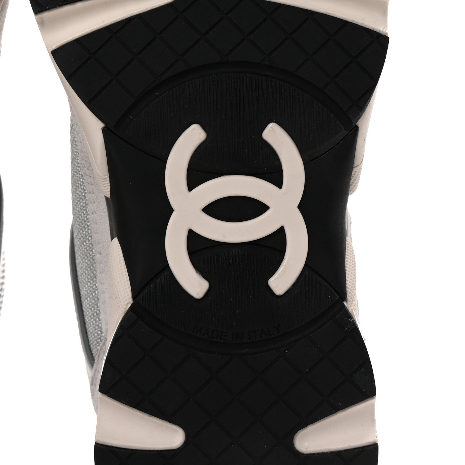 Calfskin Fabric Womens CC Sneakers 37 White Silver Light Grey