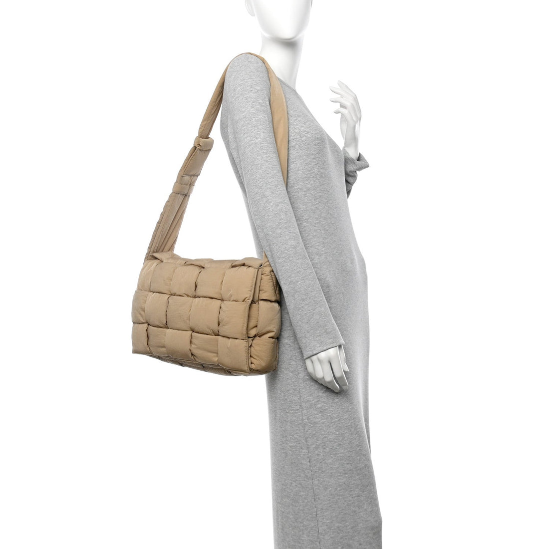 Nylon Intrecciato Padded Tech Maxi Cassette Bag Sesame