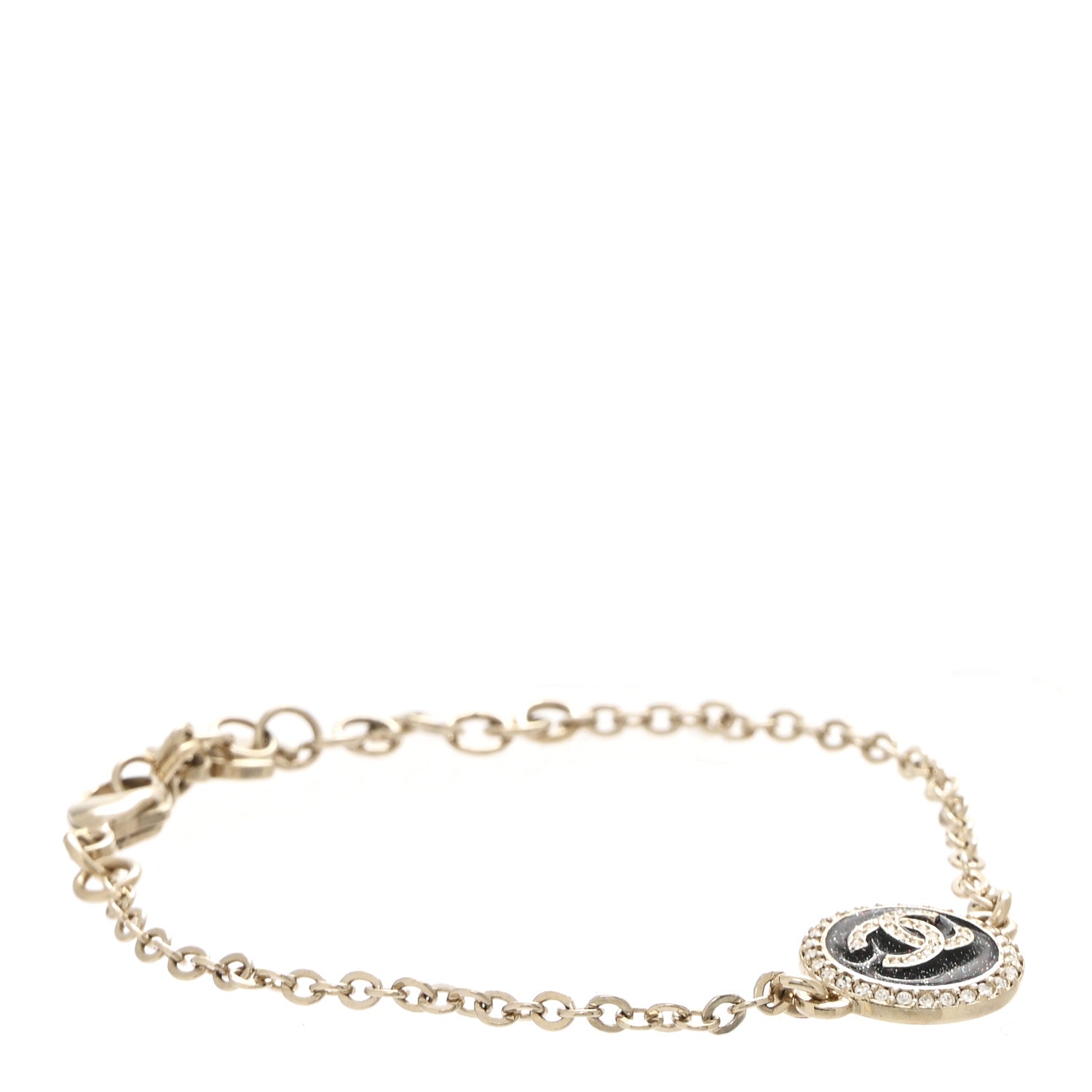 Metal Resin Crystal CC Bracelet Gold Black