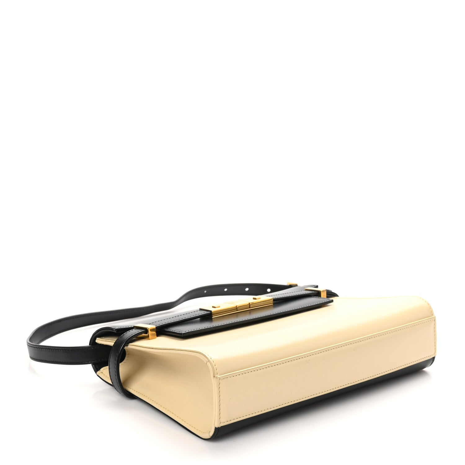 Smooth Calfskin Manhattan Shoulder Bag Black Beige