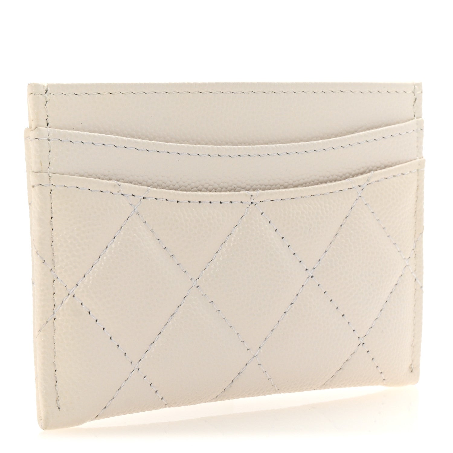 Caviar Quilted Card Holder White