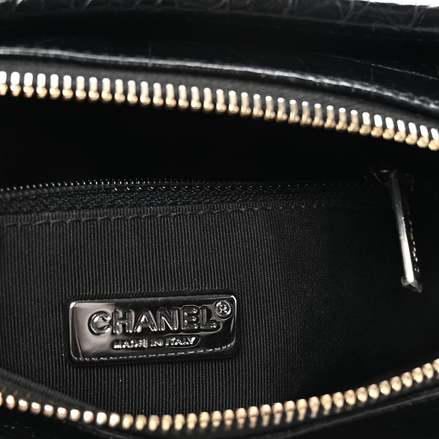 Calfskin Crocodile Embossed Small Gabrielle Cocodile Hobo Black