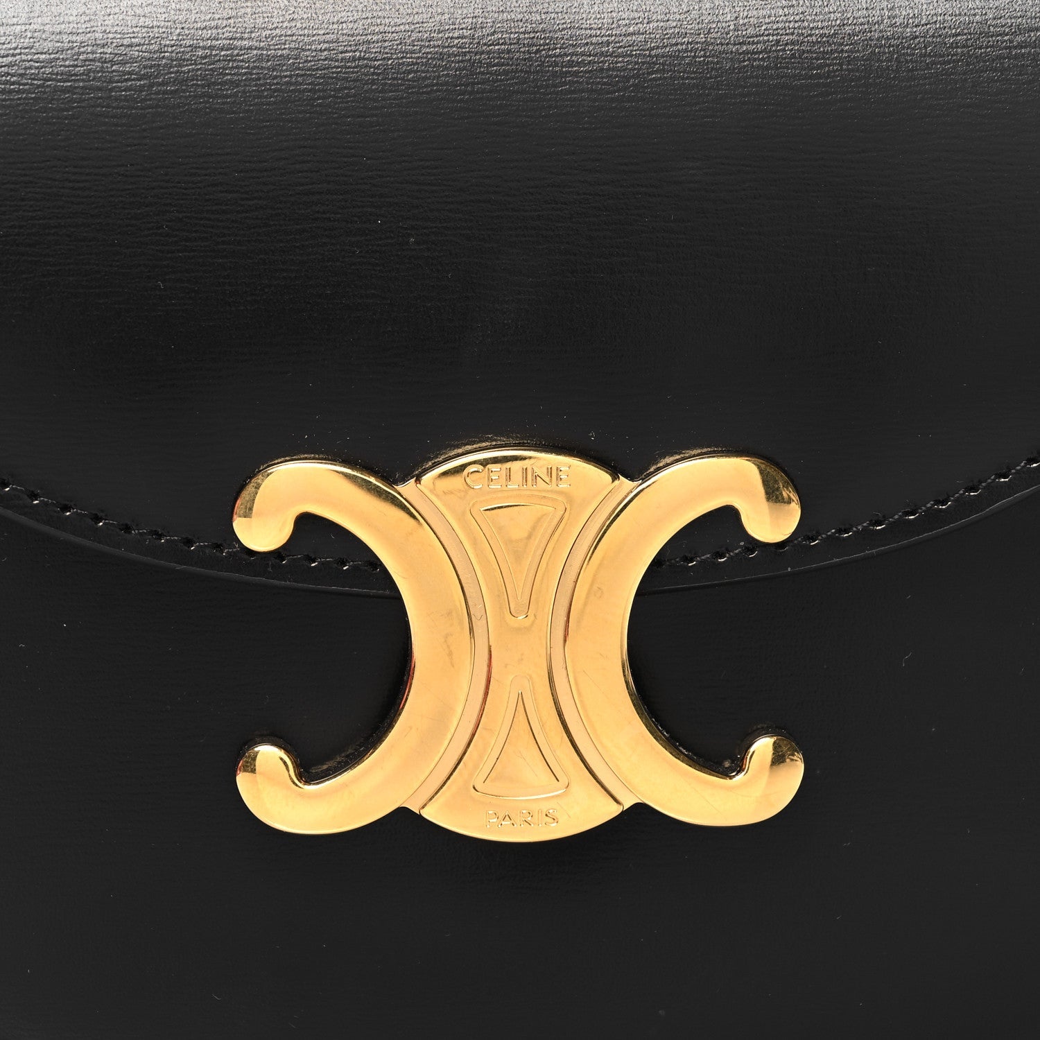 Shiny Calfskin Triomphe Mini Besace Clea Black
