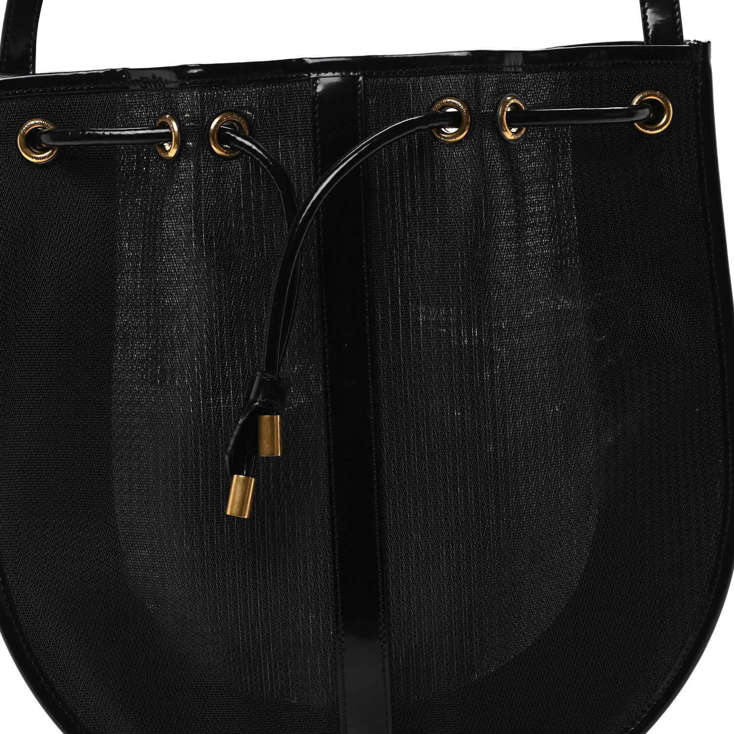 Mesh Patent Calfskin Daryl Shoulder Bag Black