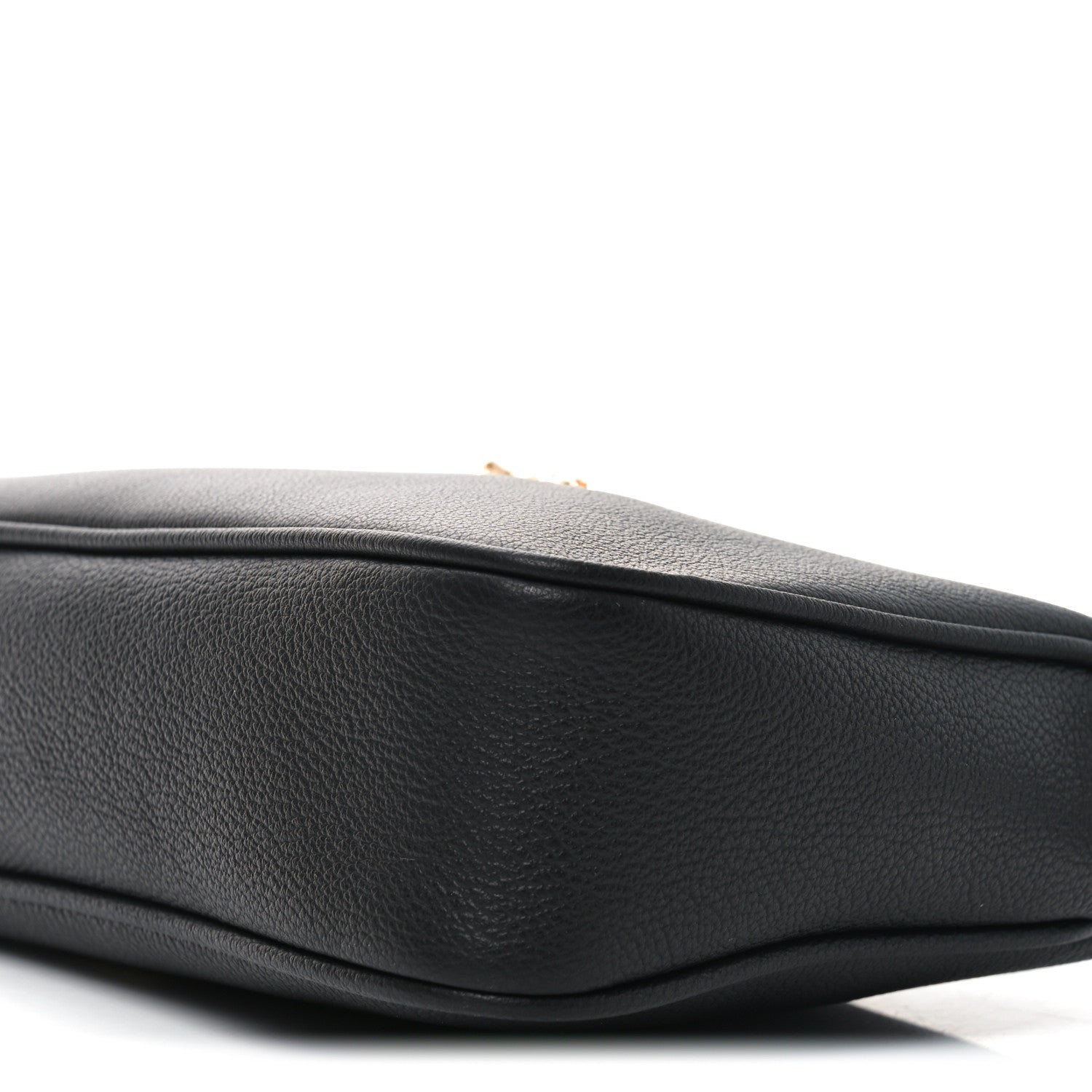 Grained Calfskin Medusa Shoulder Bag Black