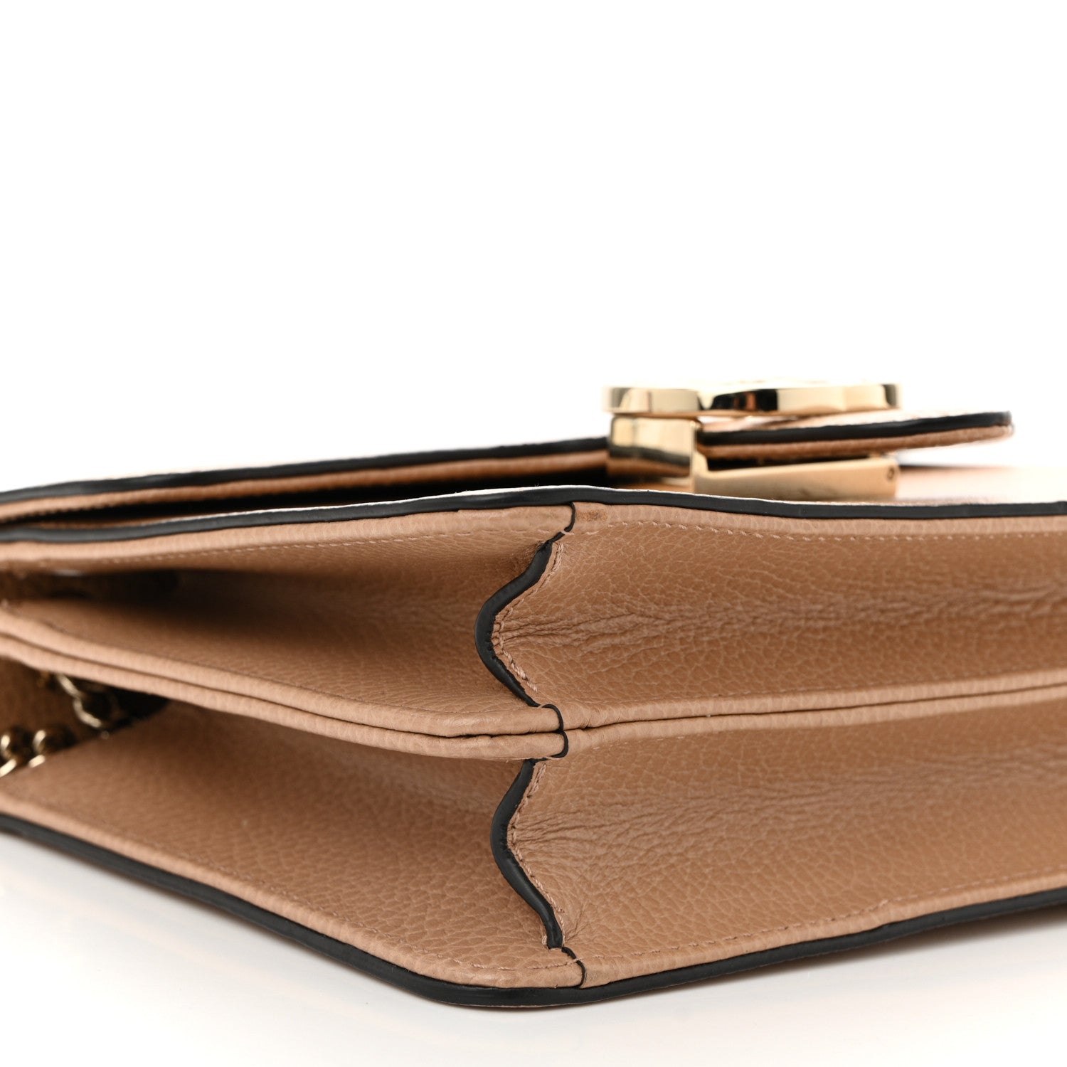 Dollar Calfskin Small Interlocking G Shoulder Bag Camelia