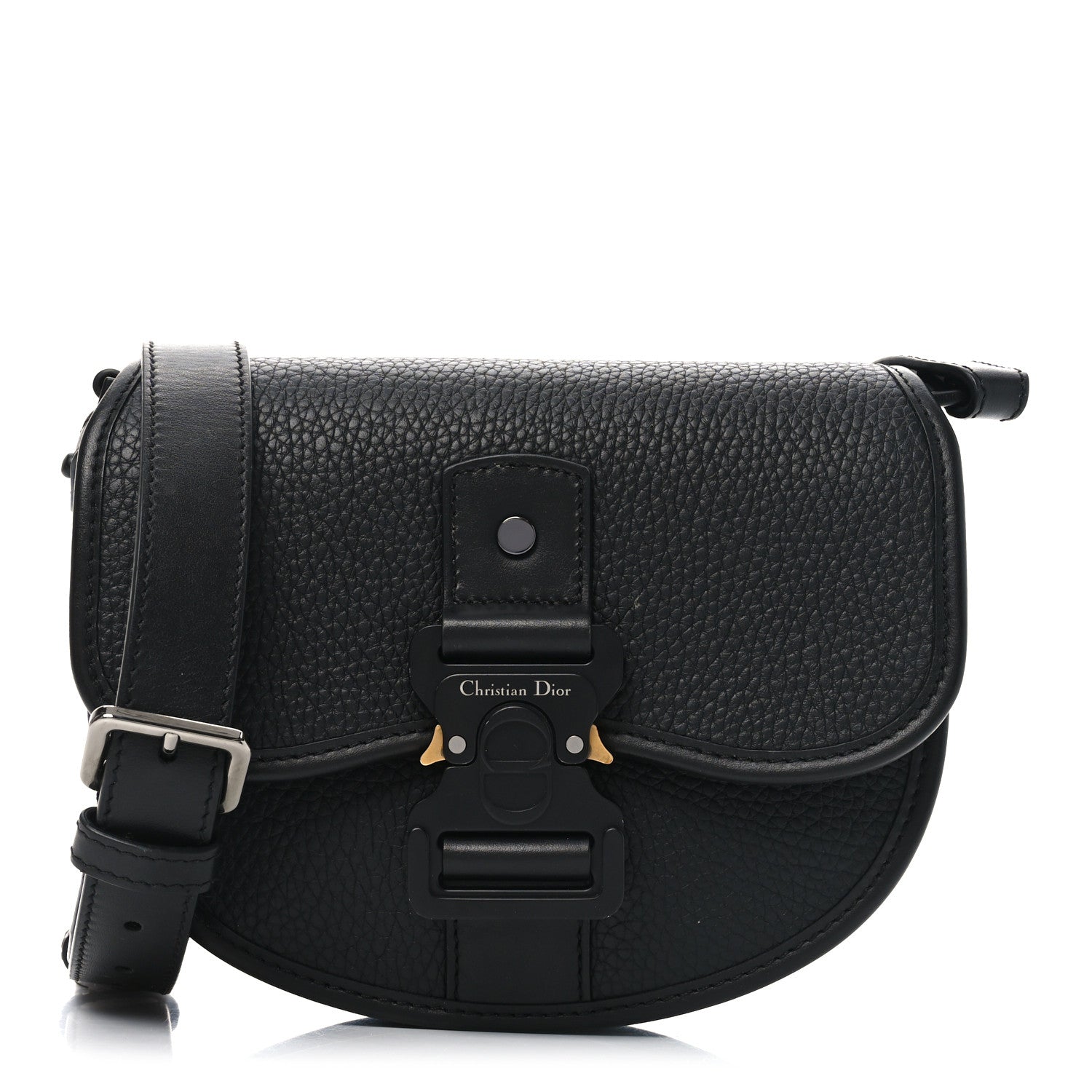 Grained Calfskin Mini Gallop Bag With Strap Black