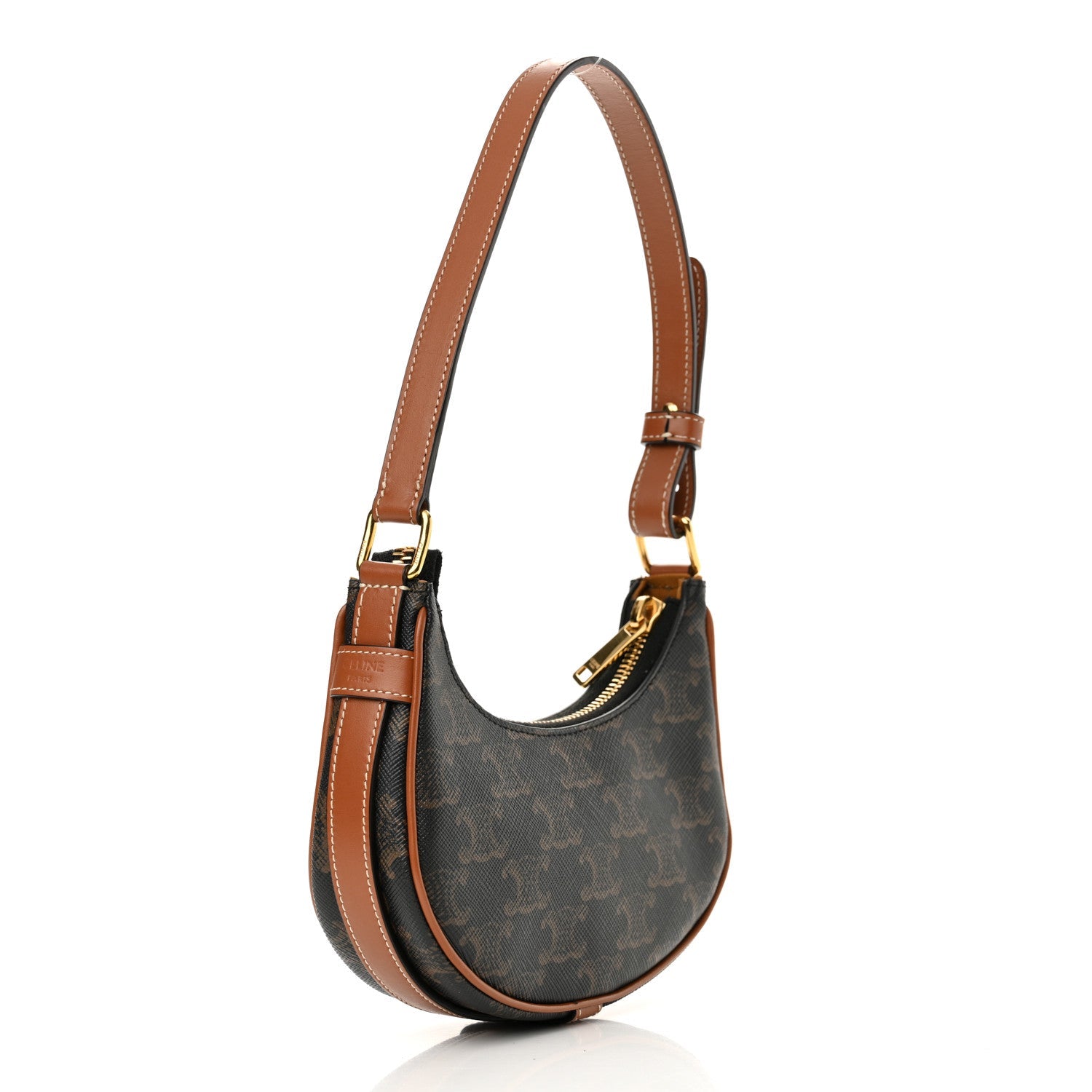 Canvas Calfskin Mini Ava Triomphe Shoulder Bag Tan