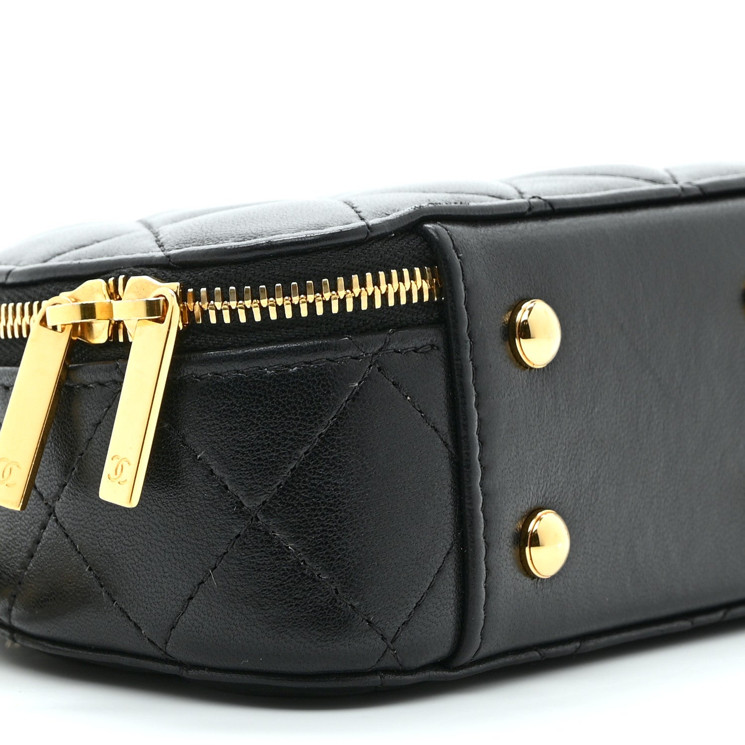 Lambskin Quilted Mini Chic Riviera Top Handle Vanity Case Black