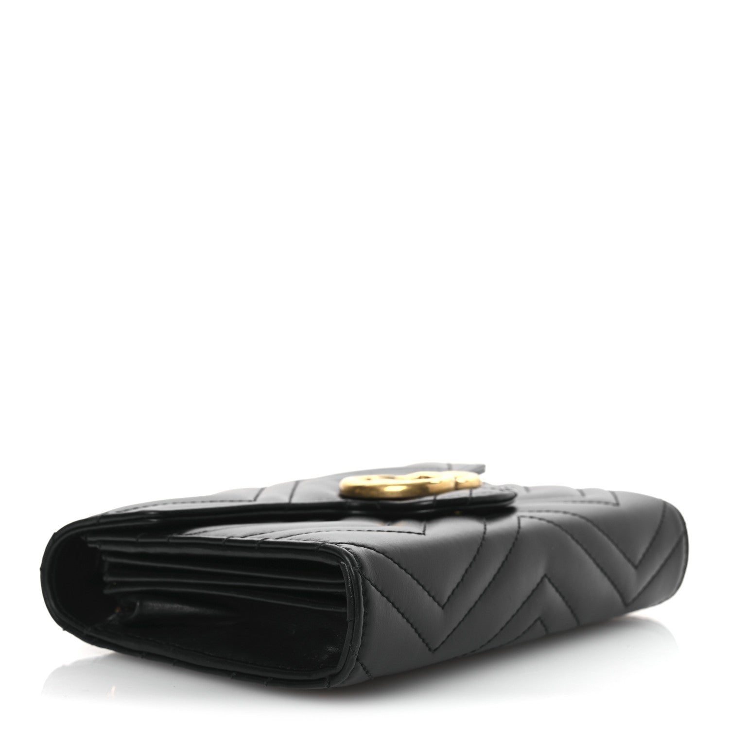 Calfskin Matelasse GG Marmont Chain Wallet Black