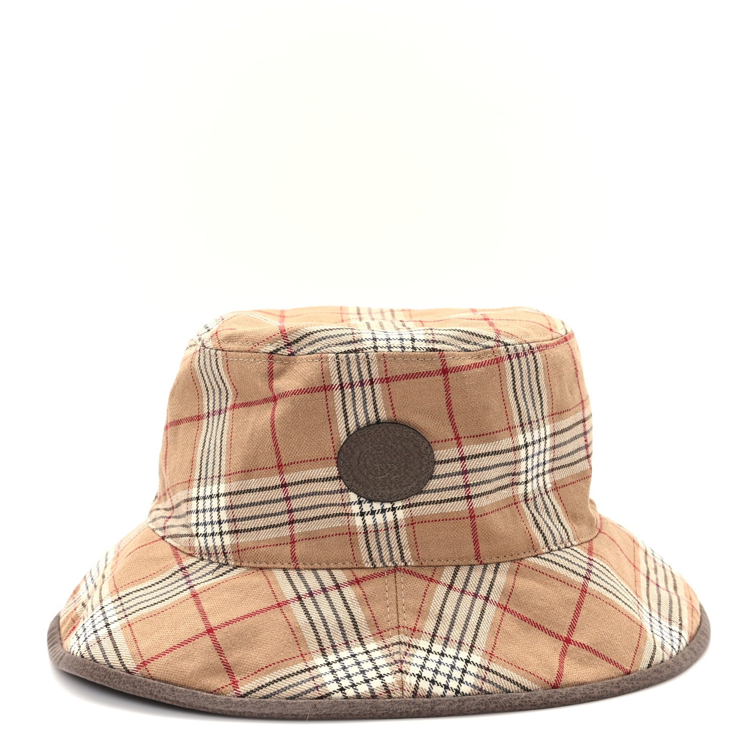 Monogram Plaid Bob Double Back Reversible Bucket Hat L Beige